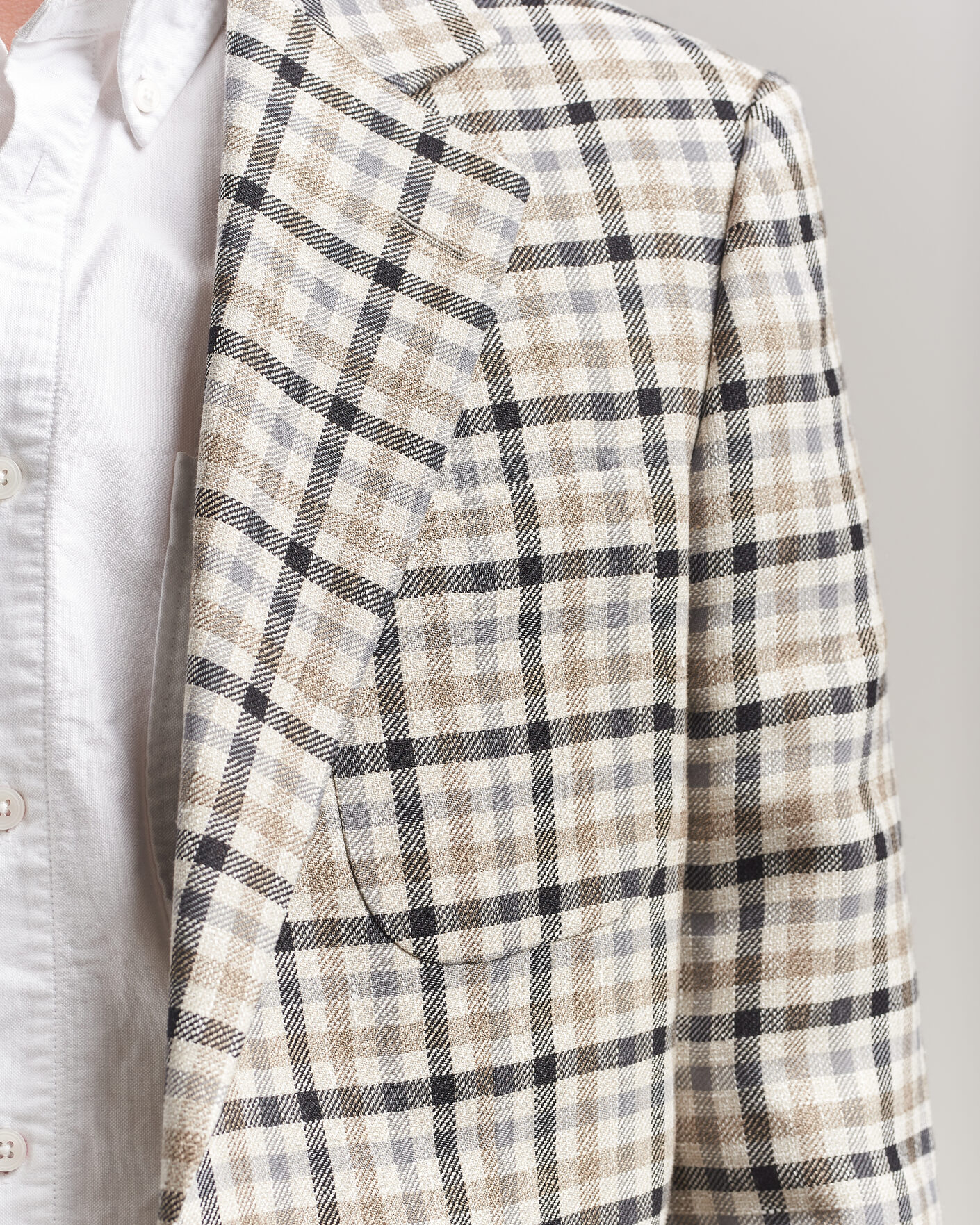 Men | Blazers | Gant | Wool/Linen Checked Blazer Cream
