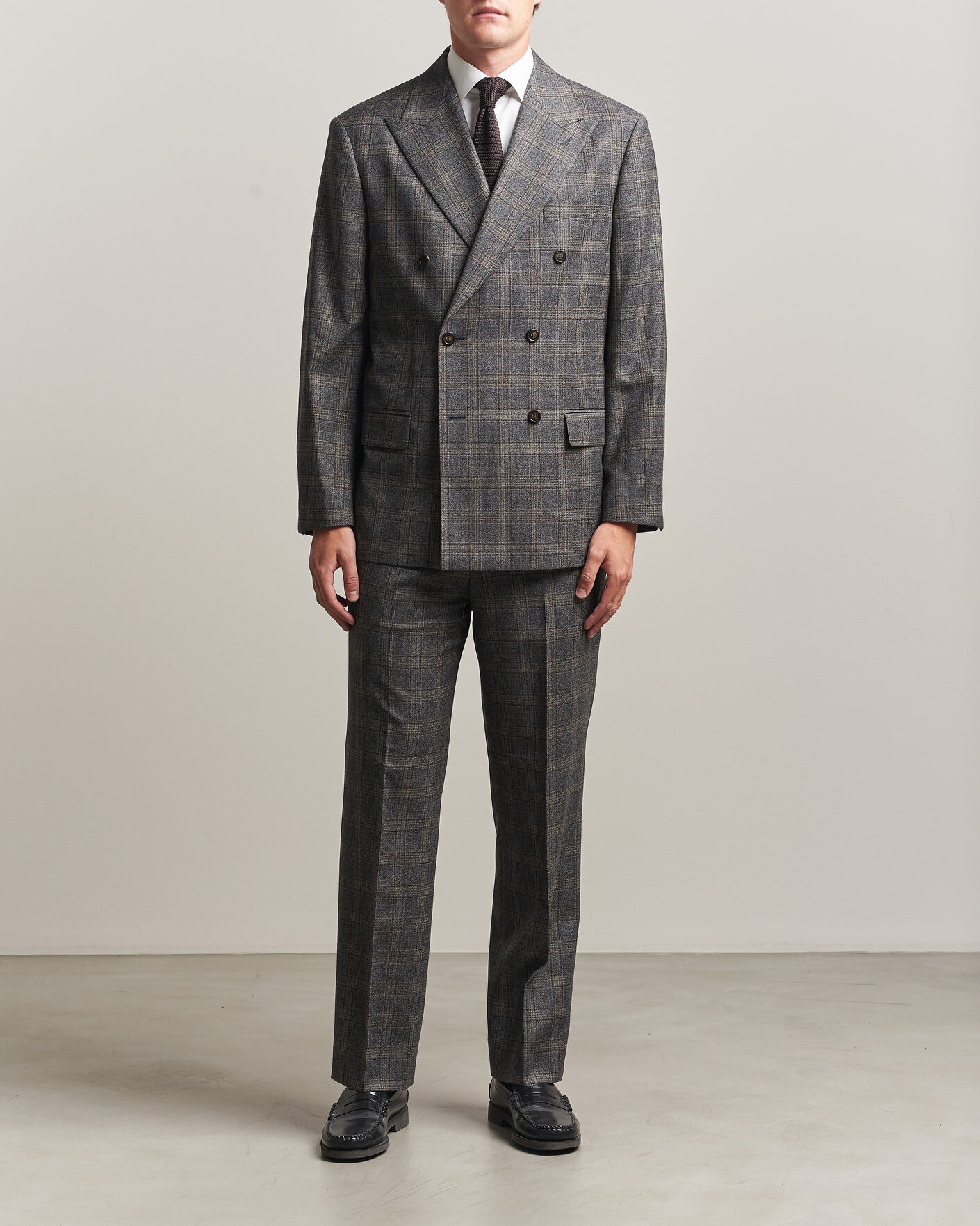 Men | Blazers | Gant | Wool Glencheck Double Breasted Blazer Ceramic Grey
