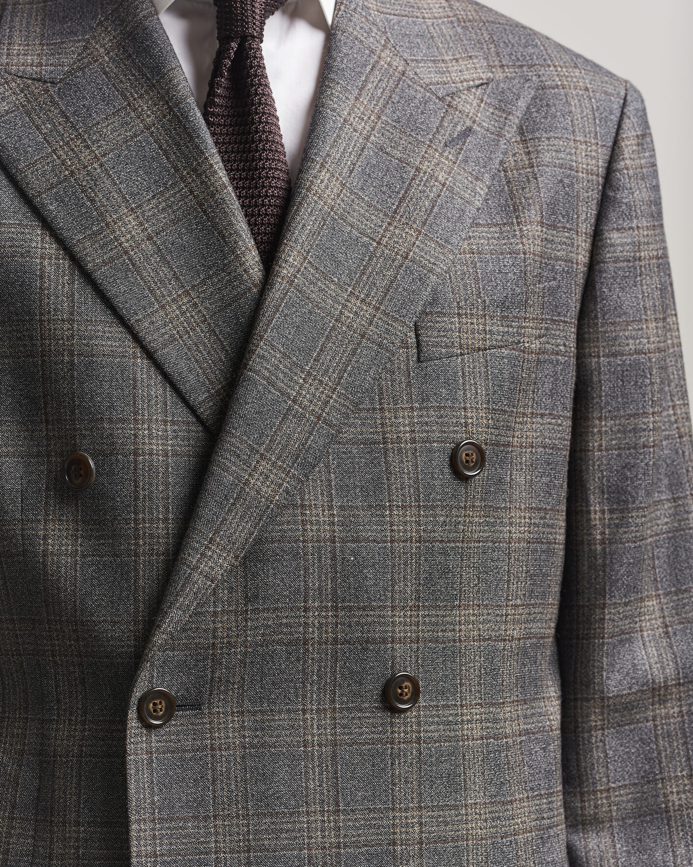 Men | Blazers | Gant | Wool Glencheck Double Breasted Blazer Ceramic Grey
