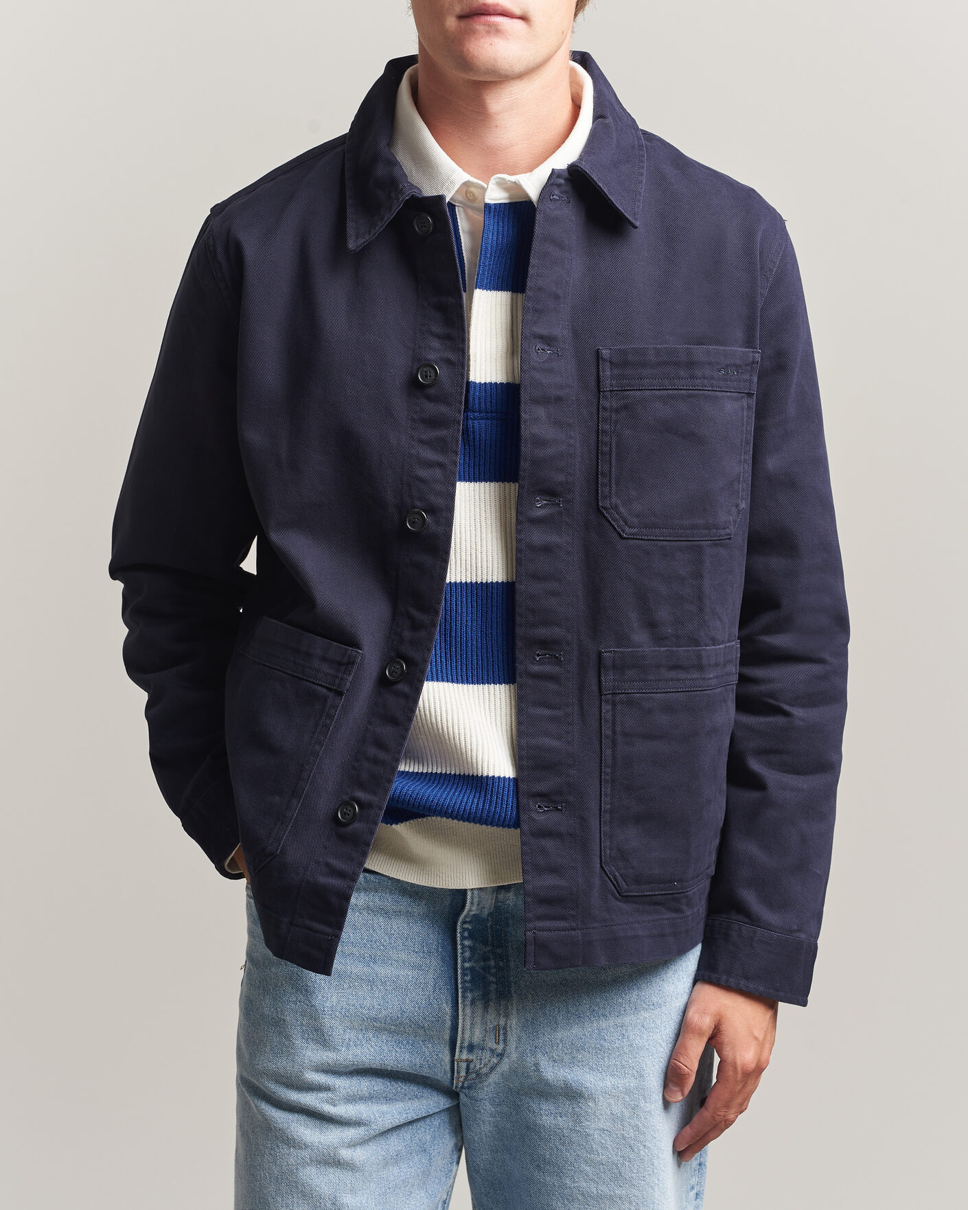 Men | Shirts | Gant | Regular Fit Brushed Twill Overshirt Evening Blue