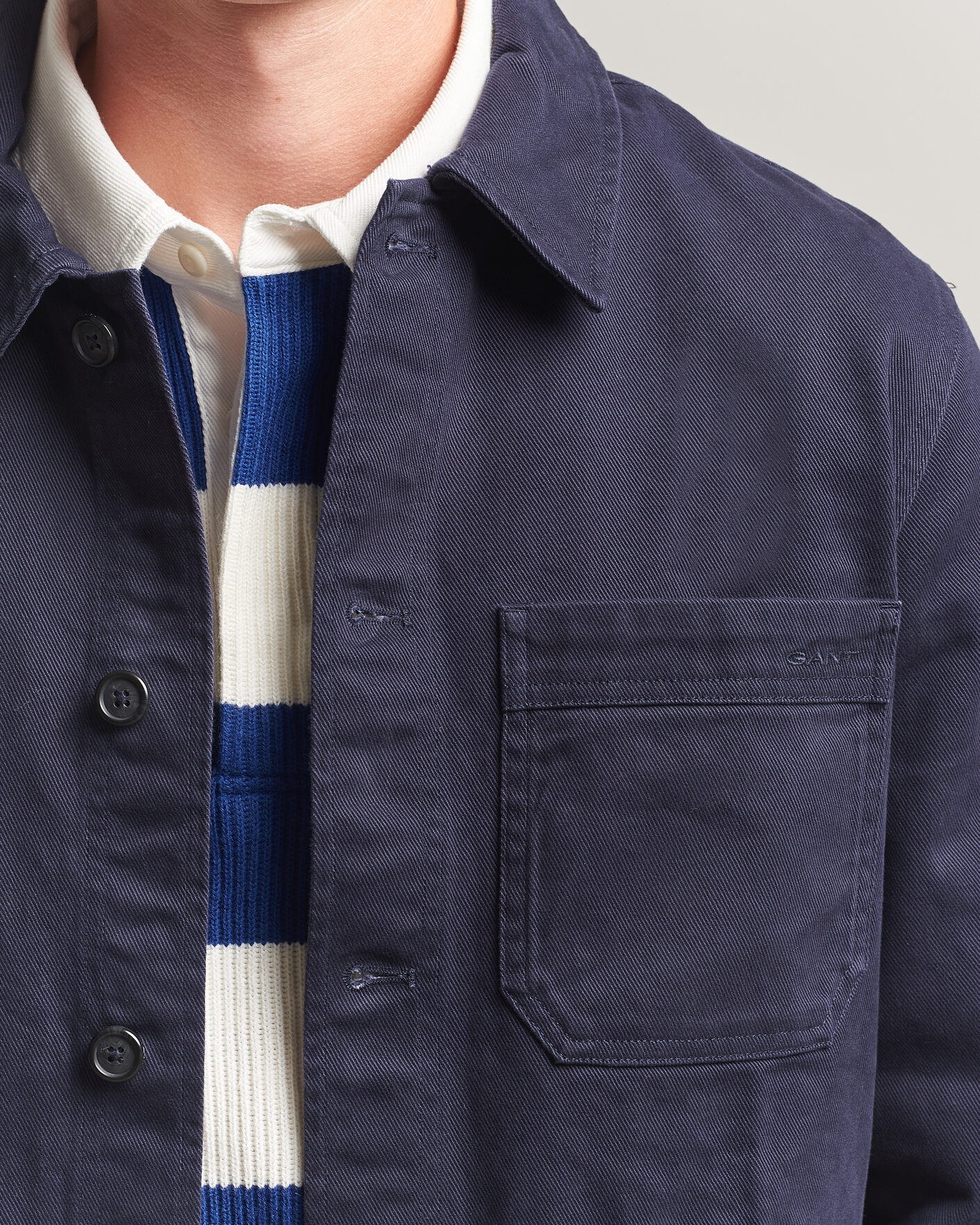 Men | Shirts | Gant | Regular Fit Brushed Twill Overshirt Evening Blue