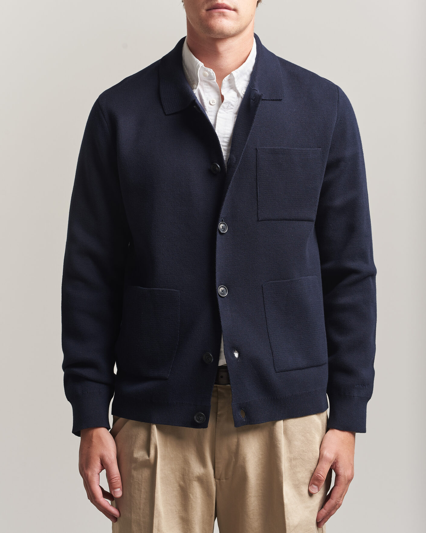 Men | Sweaters & Knitwear | Gant | Milano Knitted Cardigan Evening Blue