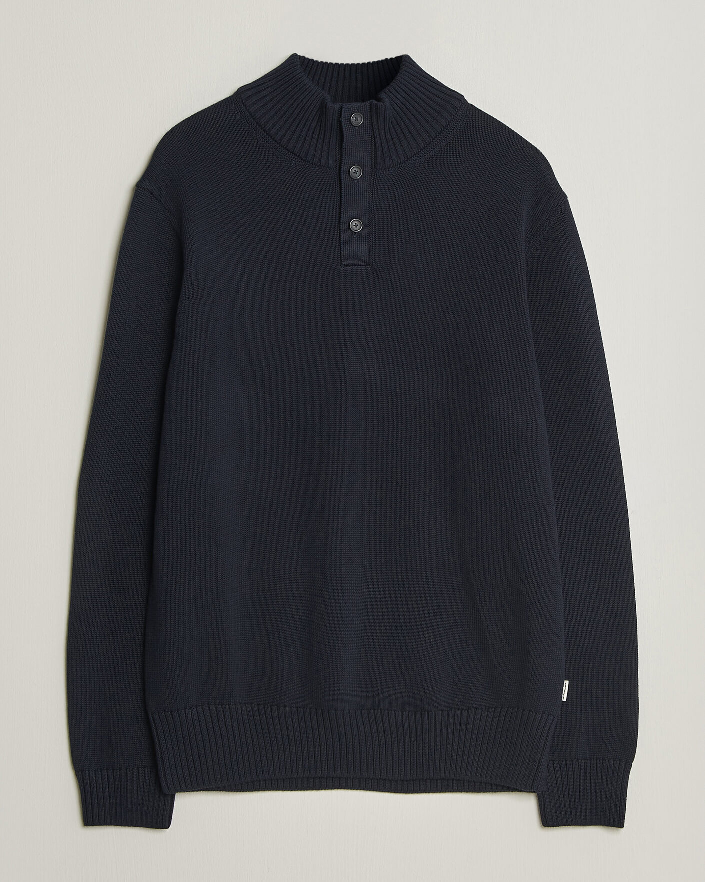 Men | Sweaters & Knitwear | Gant | Supima Cotton Half Buttoned Neck Evening Blue