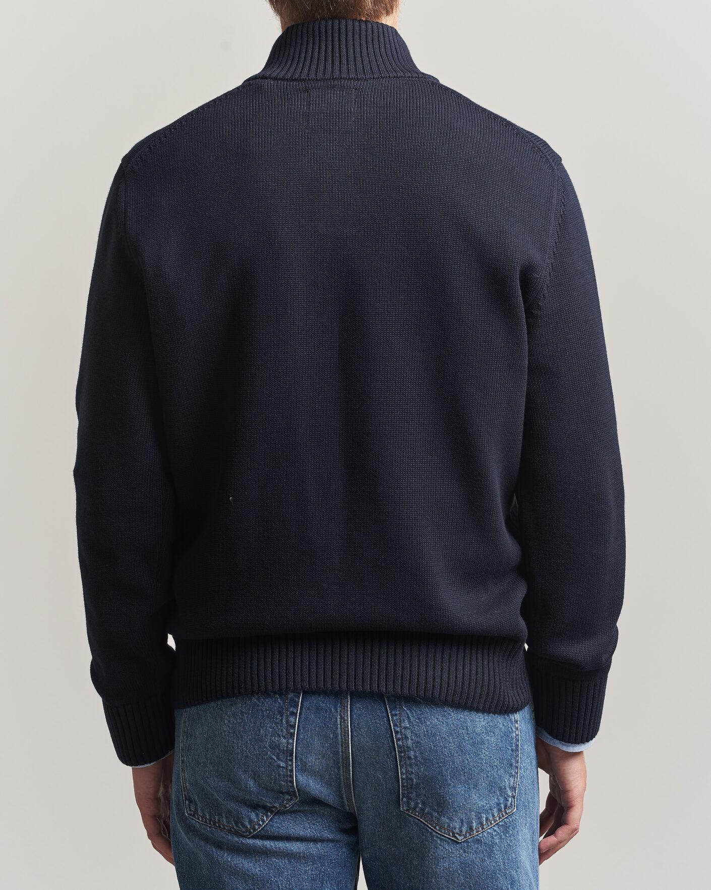 Men | Sweaters & Knitwear | Gant | Supima Cotton Half Buttoned Neck Evening Blue
