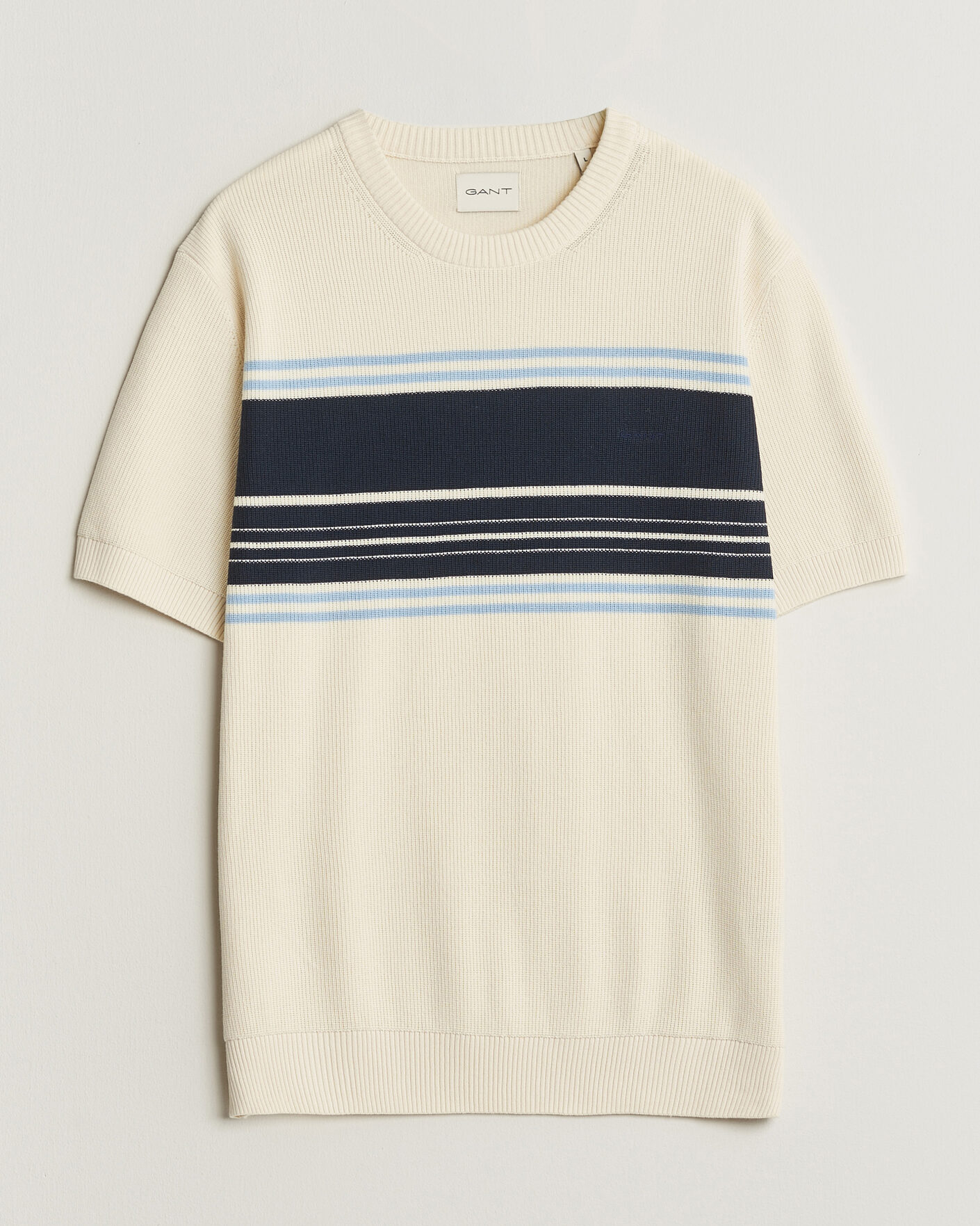 Men | T-Shirts | Gant | Knitted Striped T-shirt Cream