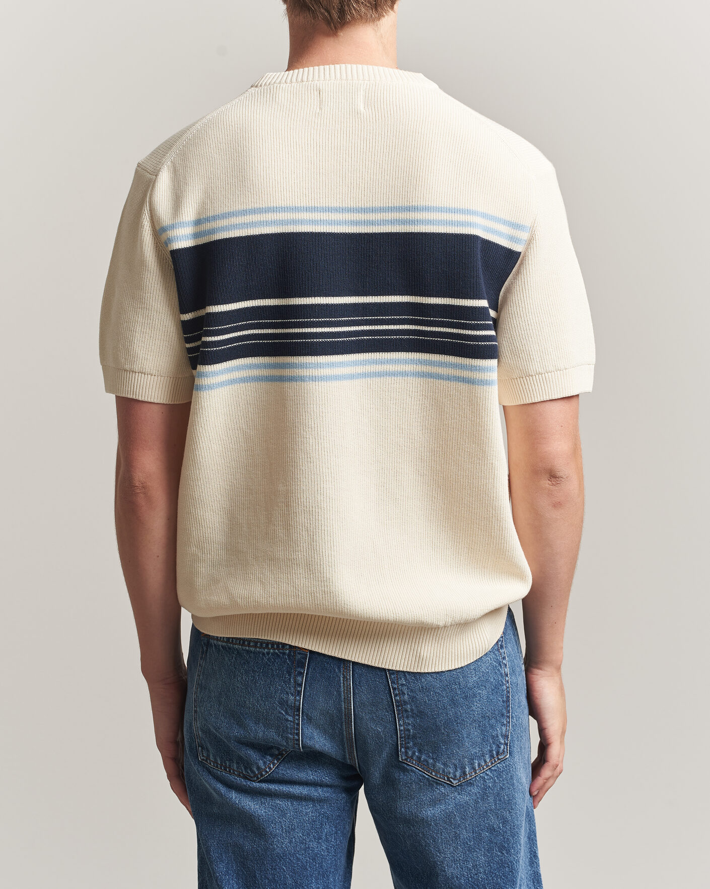 Men | T-Shirts | Gant | Knitted Striped T-shirt Cream