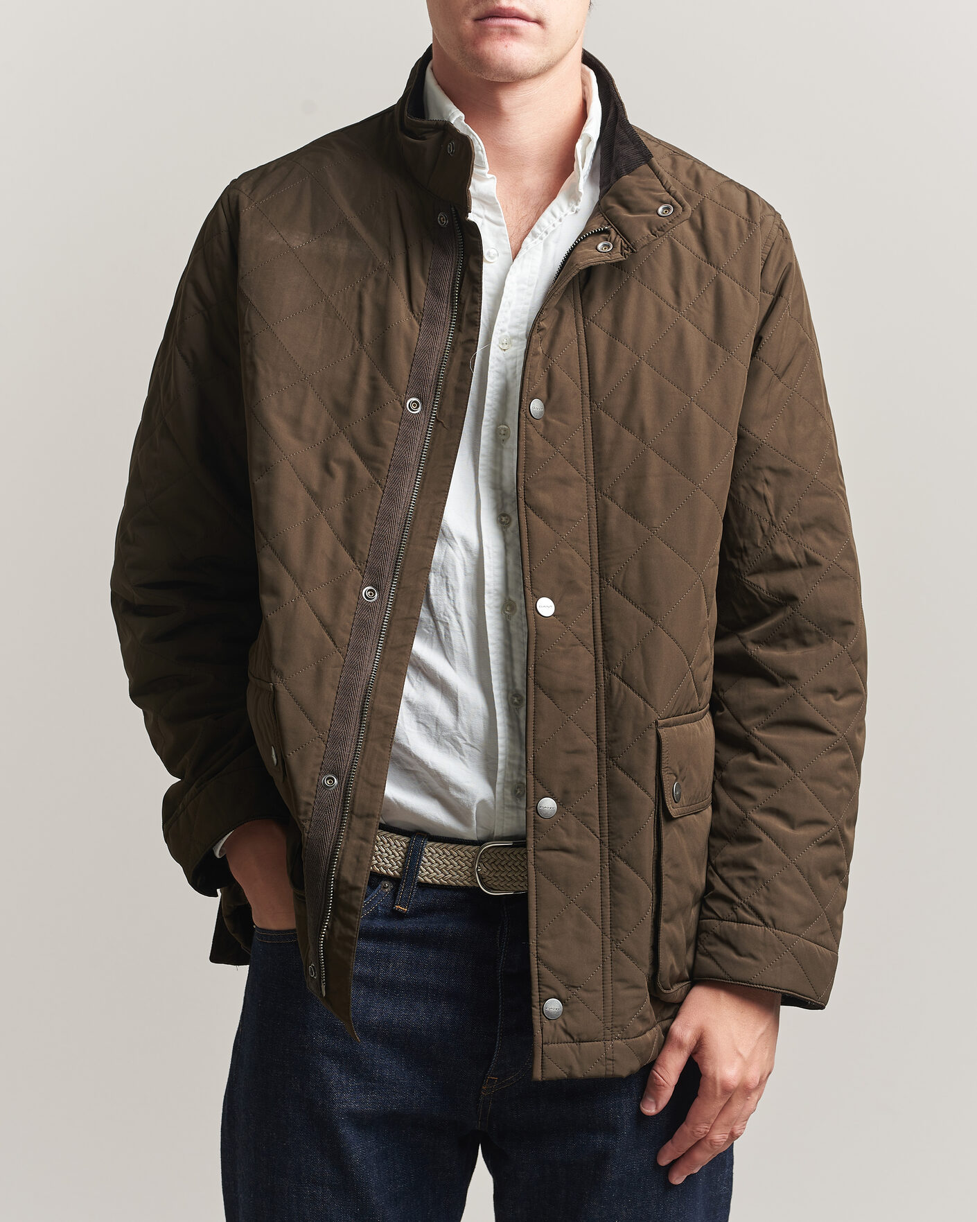 Men | Coats & Jackets | Gant | Classic Quilted Mid Jacket Black Brown
