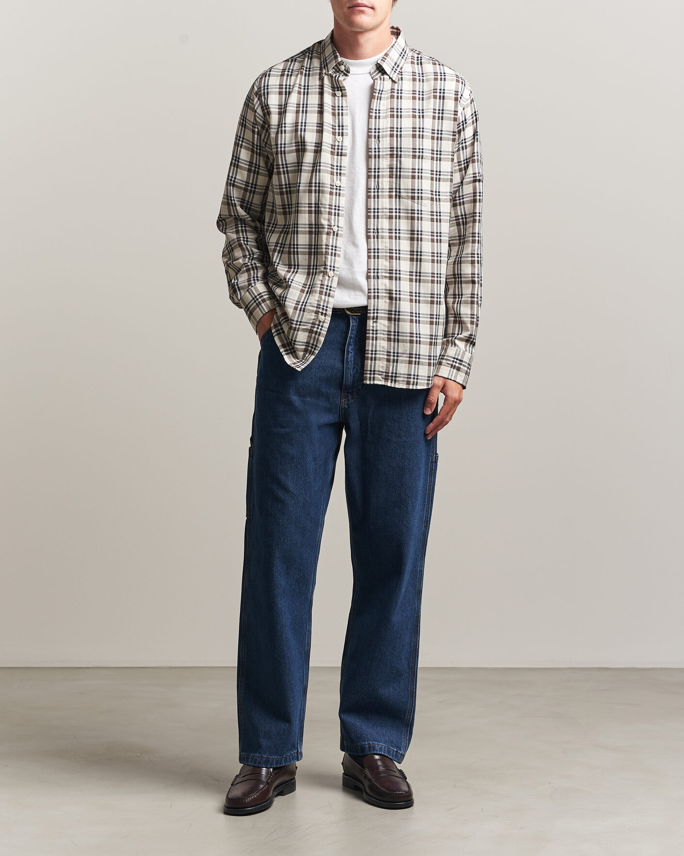 Men | Shirts | Gant | Regular Fit Twill Checked Shirt Sand