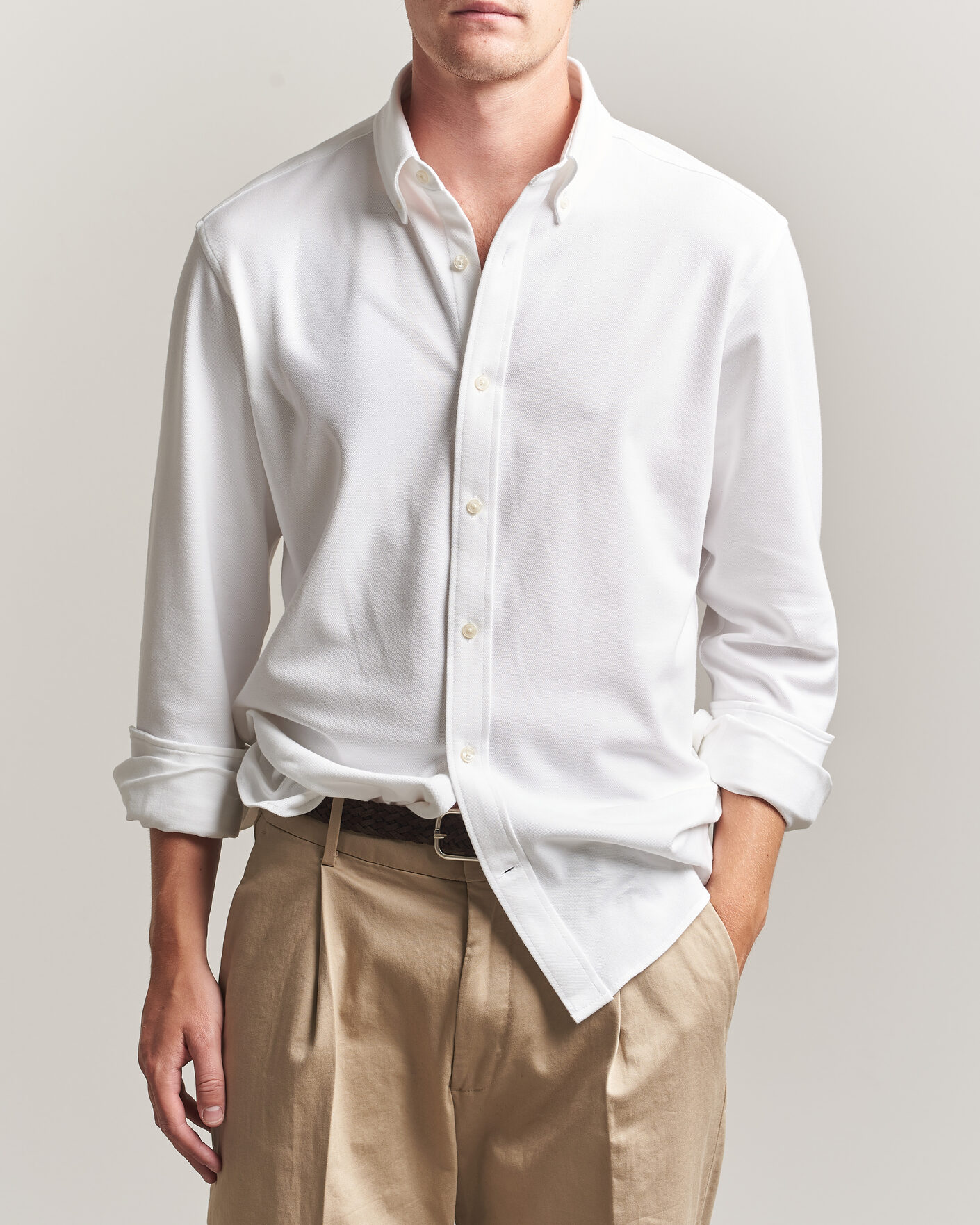 Men | Shirts | Gant | Regular Fit Jersey Pique Shirt White