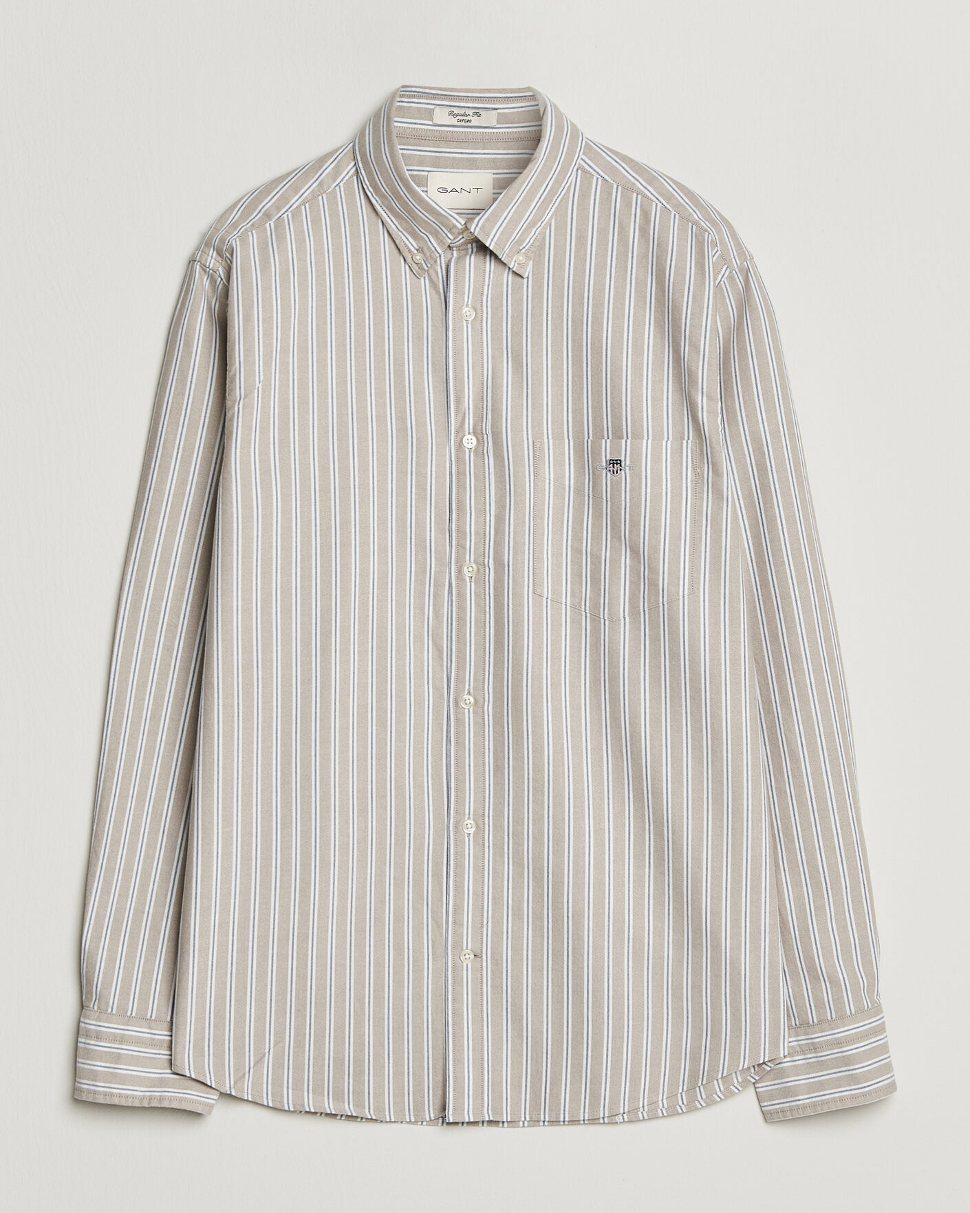 Men | Shirts | Gant | Regular Fit Classic Striped Oxford Shirt  Light Taupe