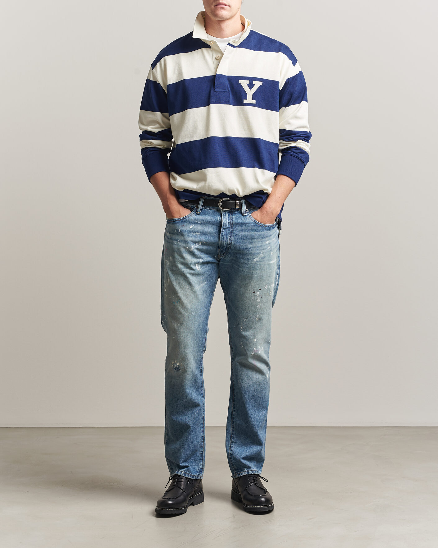 Men | Sweaters & Knitwear | Gant | YALE Striped Heavy Rugger Rich Navy