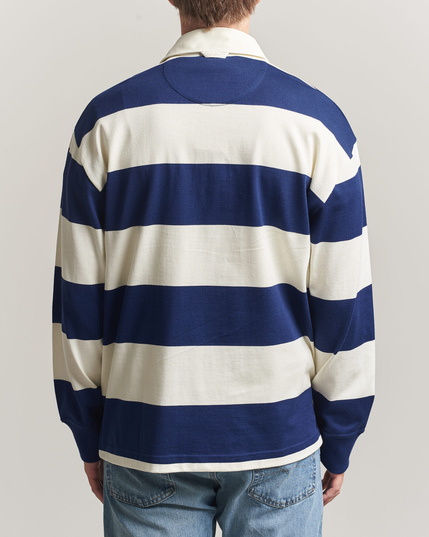 Men | Sweaters & Knitwear | Gant | YALE Striped Heavy Rugger Rich Navy