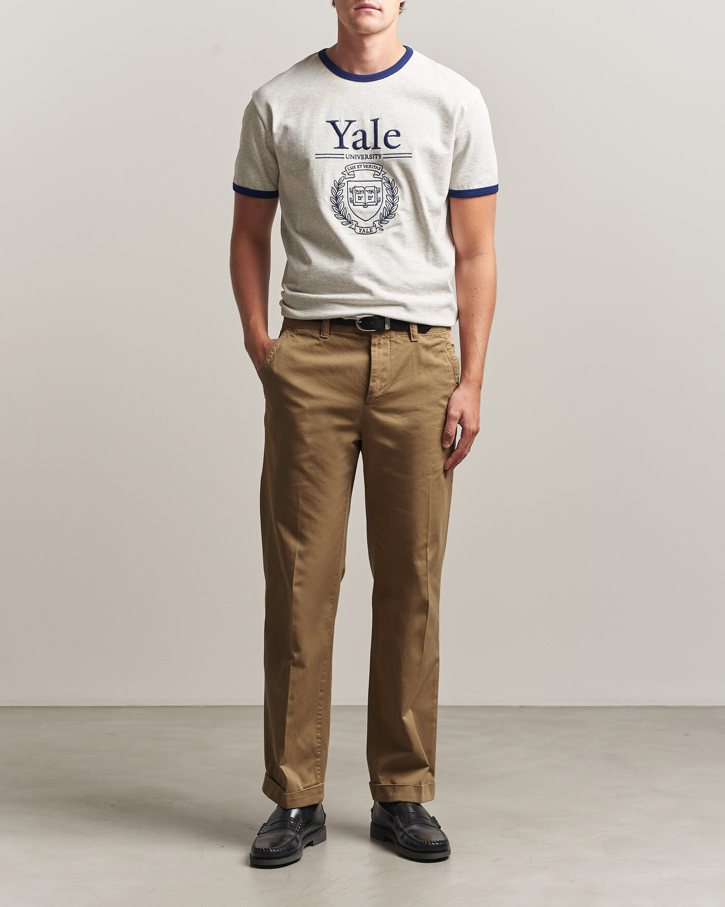 Men | T-Shirts | Gant | YALE Crew Neck T-Shirt Grey Melange