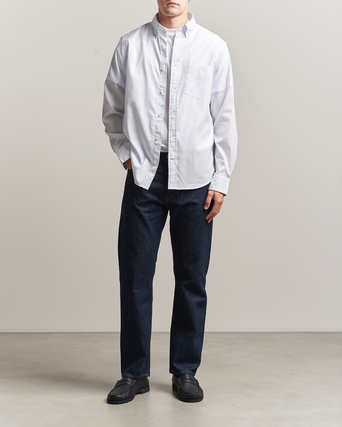Men | Shirts | Gant | YALE Regular Fit Striped Oxford Shirt Light Blue