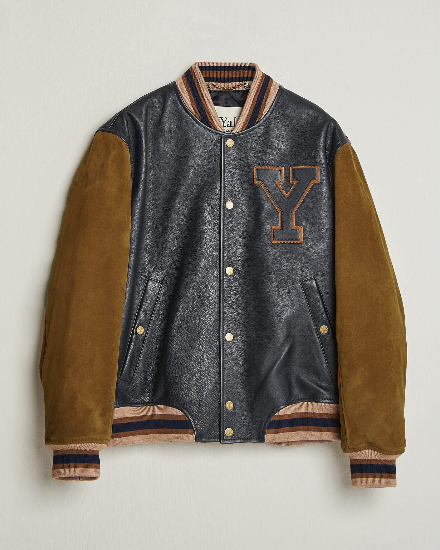 Men | Coats & Jackets | Gant | YALE Suede/Leather Varsity Jacket Navy