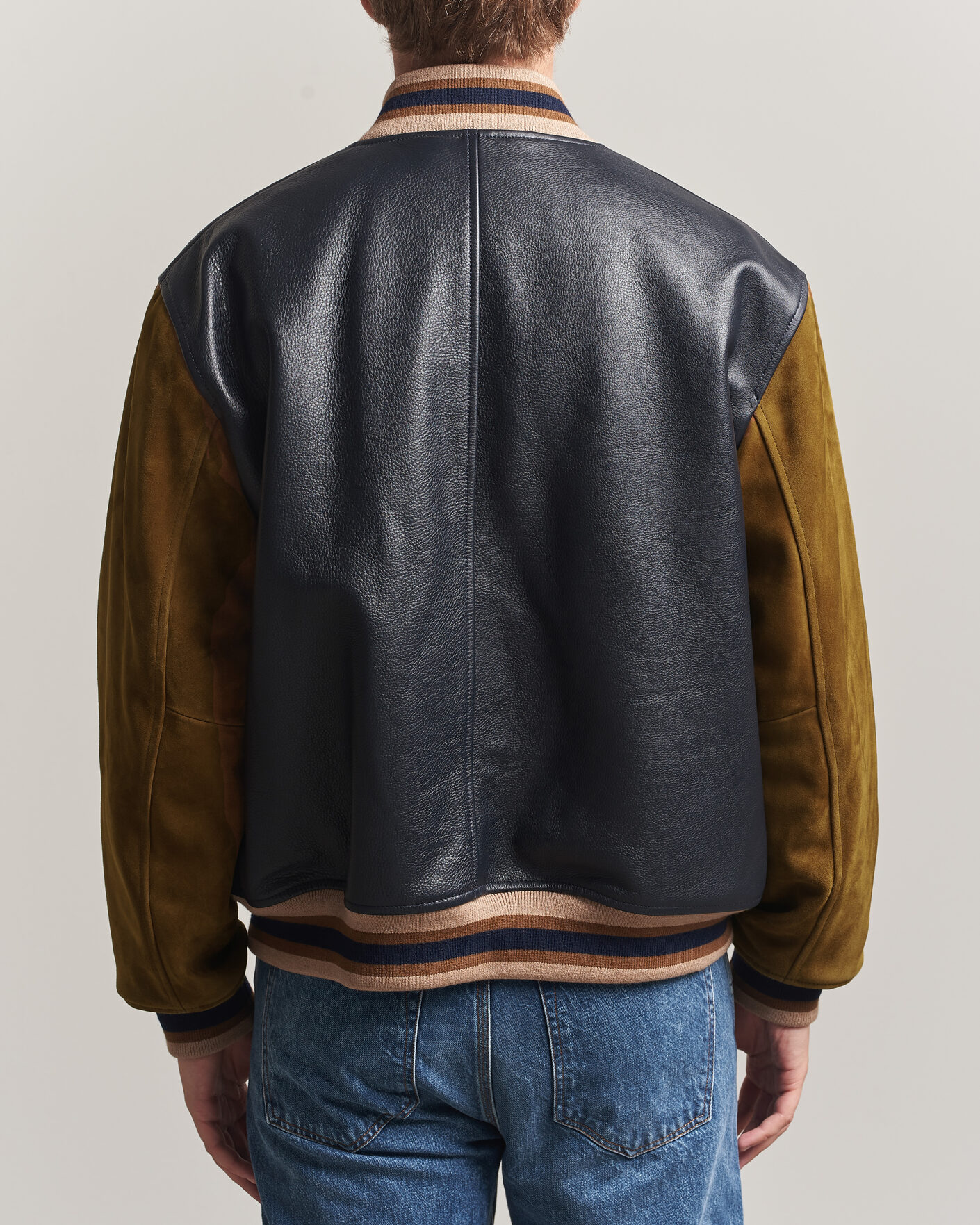 Men | Coats & Jackets | Gant | YALE Suede/Leather Varsity Jacket Navy