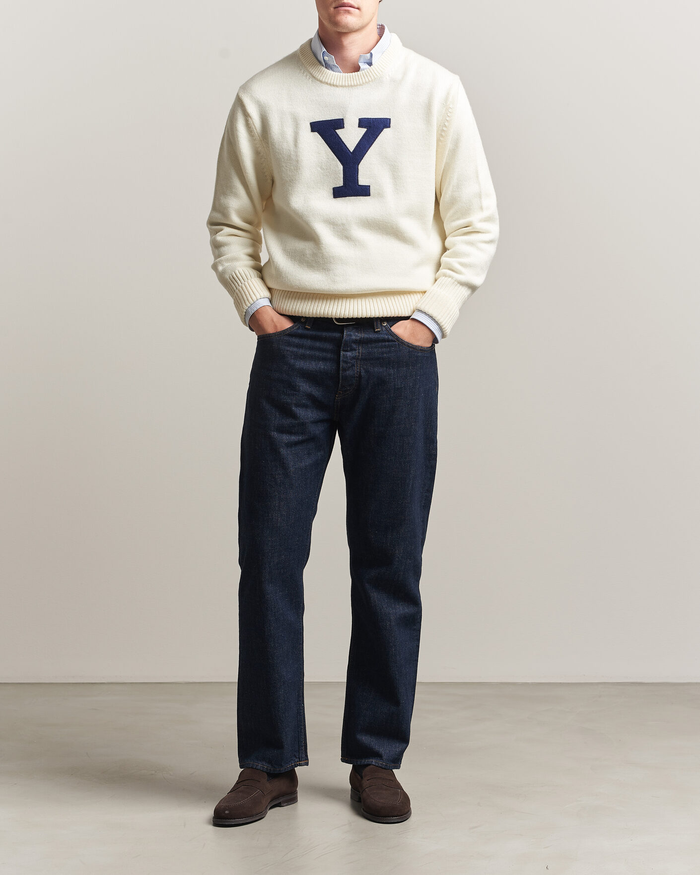 Men | Sweaters & Knitwear | Gant | YALE Merino Crew Neck Cream