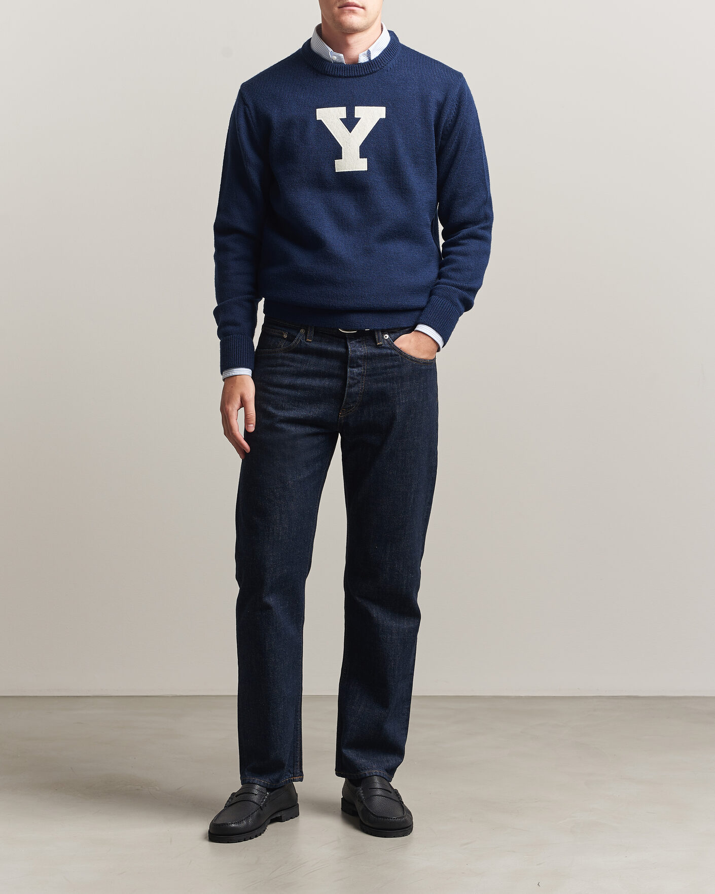 Men | Sweaters & Knitwear | Gant | YALE Merino Crew Neck Marine