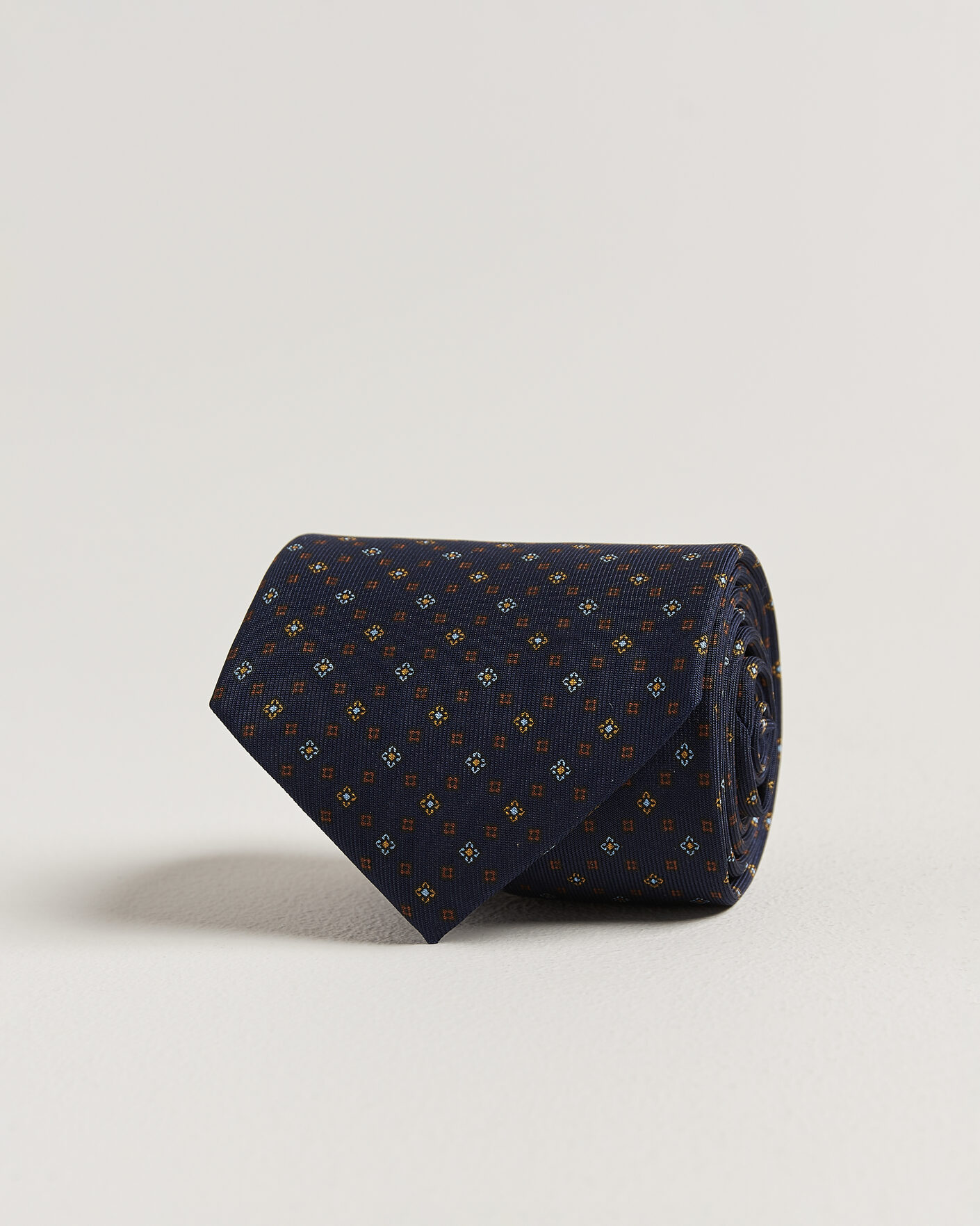Men | Ties | E. Marinella | 3-Fold Printed Silk Tie Navy