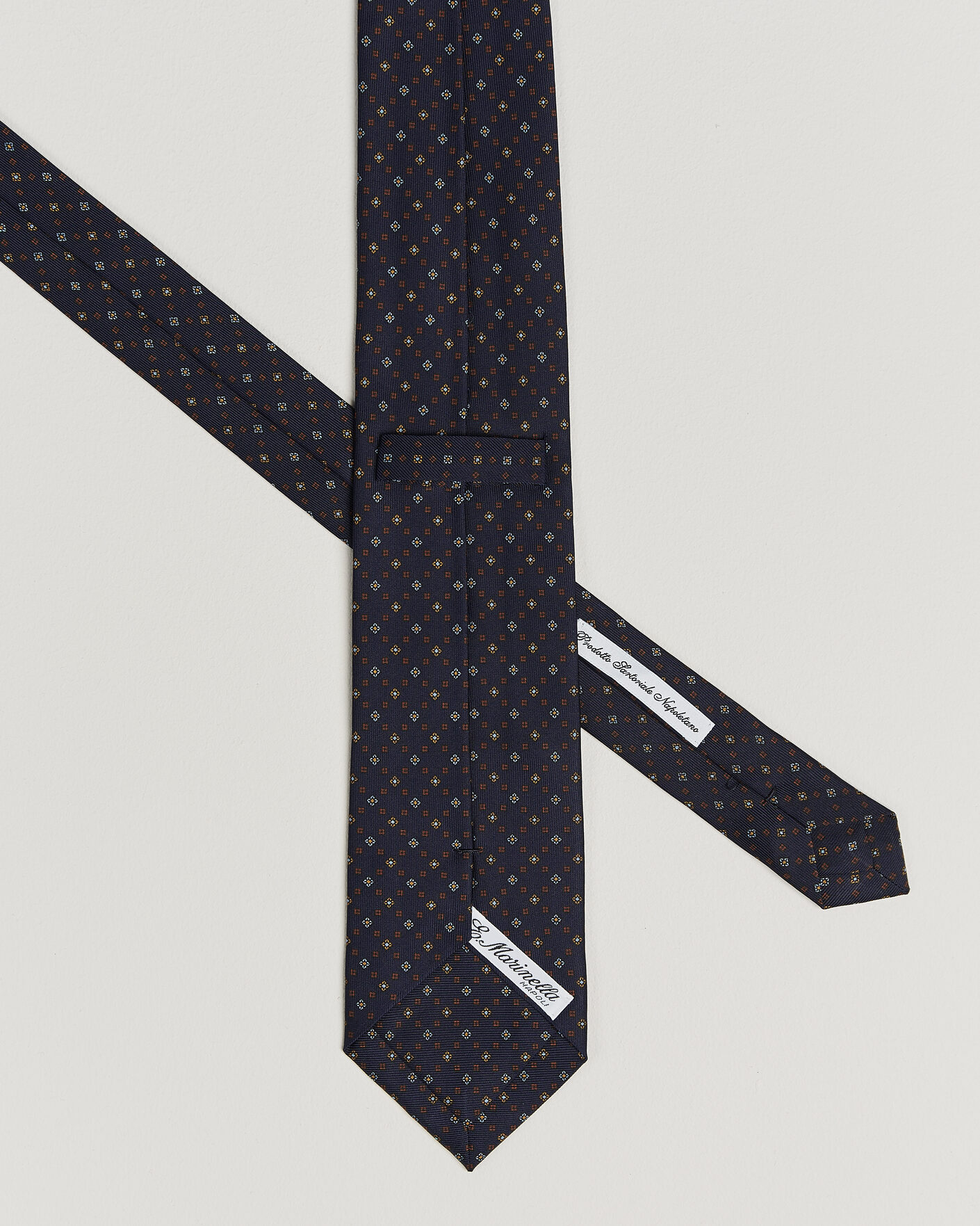 Men | Ties | E. Marinella | 3-Fold Printed Silk Tie Navy