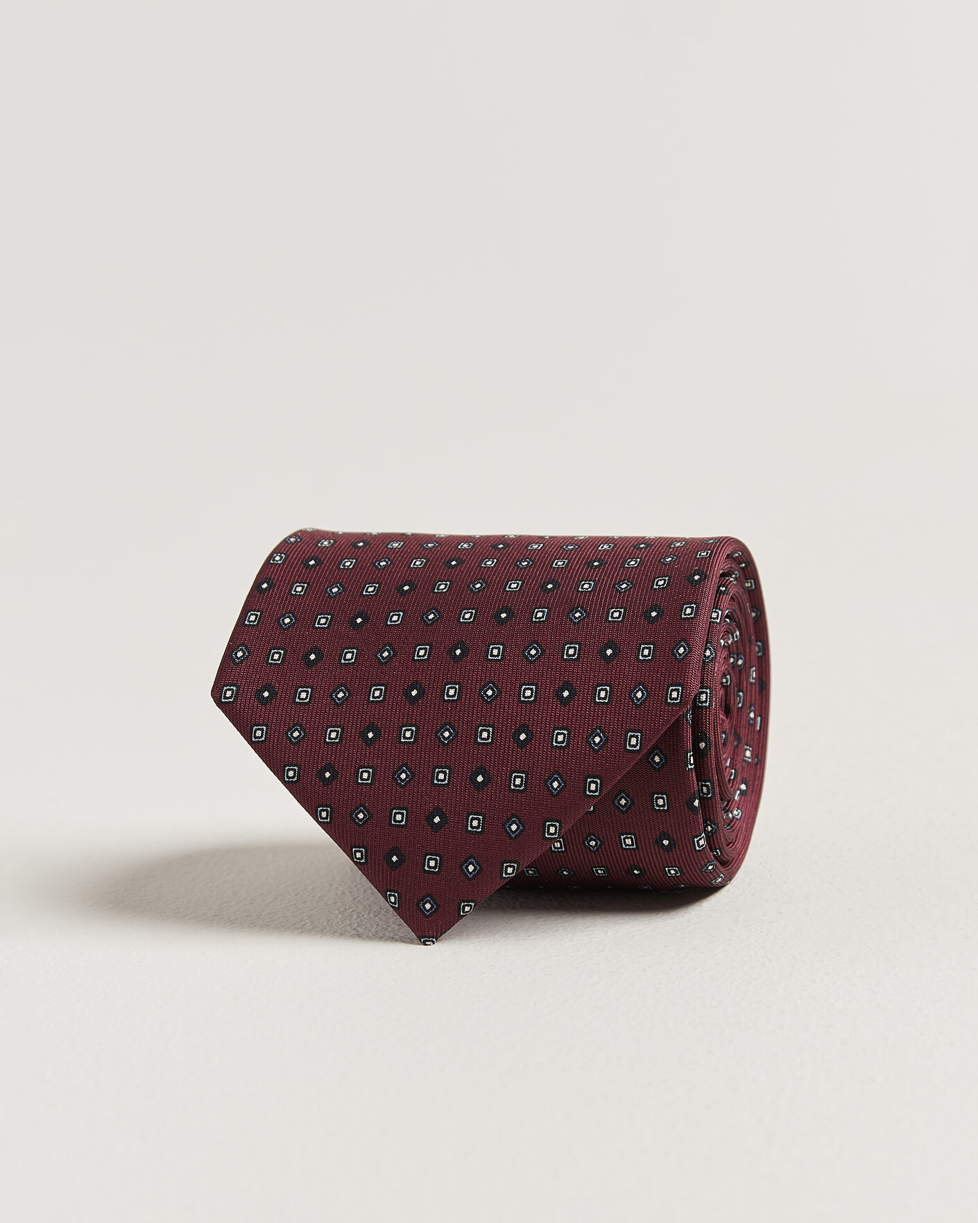 Men | Ties | E. Marinella | 3-Fold Printed Silk Tie Burgundy