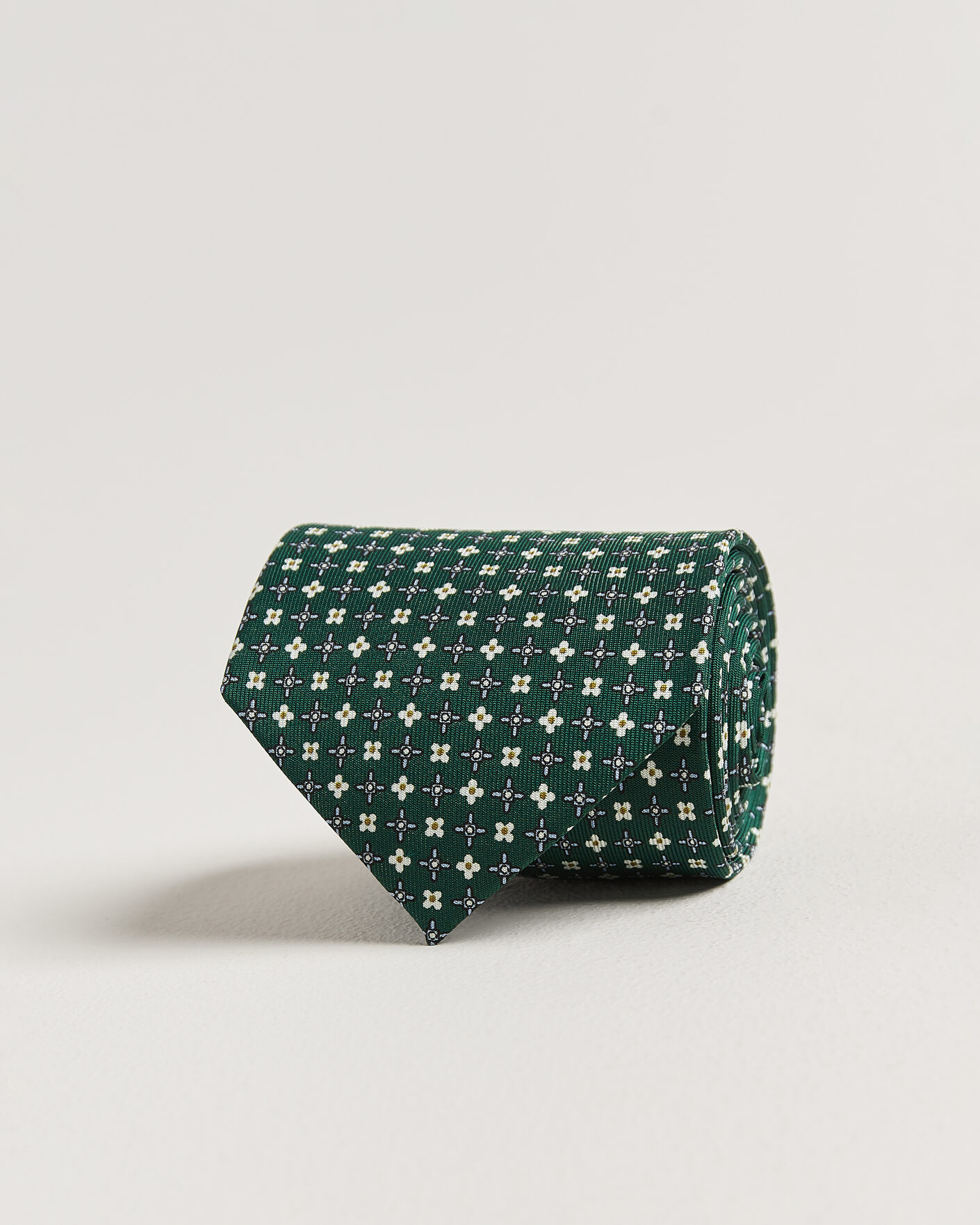 Men | Webshop news | E. Marinella | 3-Fold Printed Silk Tie Dark Green