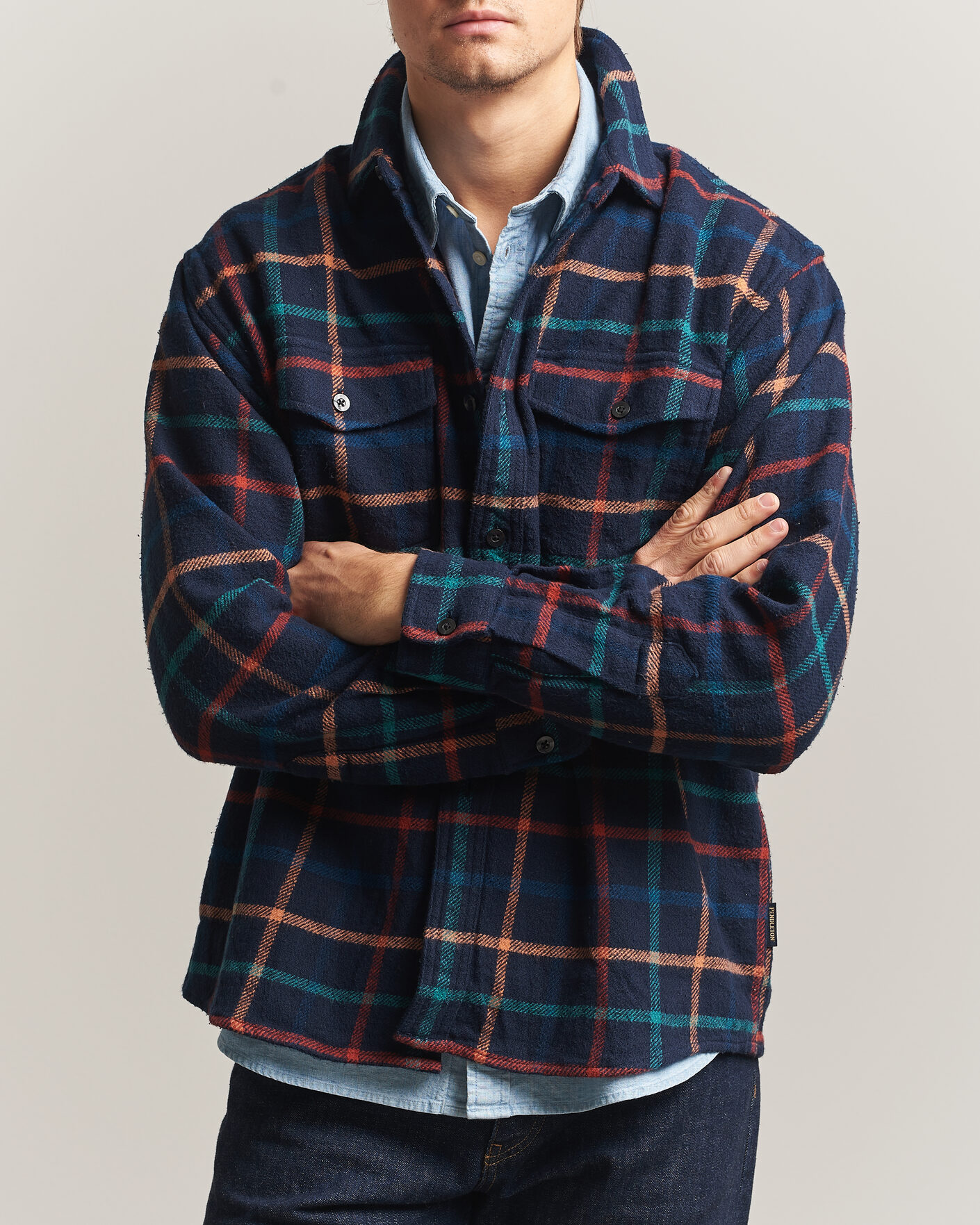 Men | Shirts | Pendleton | Big Pocket Shirt Dark Blue Check