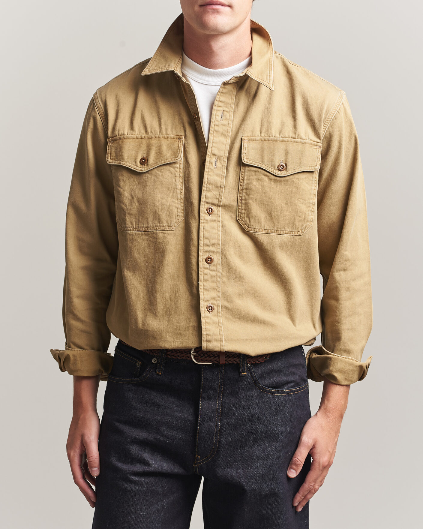Men | Shirts | RRL | Officers Shirt Faded Tan
