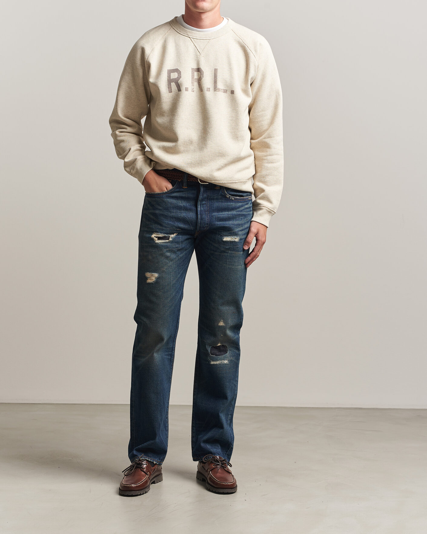 Men | Sweaters & Knitwear | RRL | Raglan Sleeve Sweatshirt Oatmeal Heather