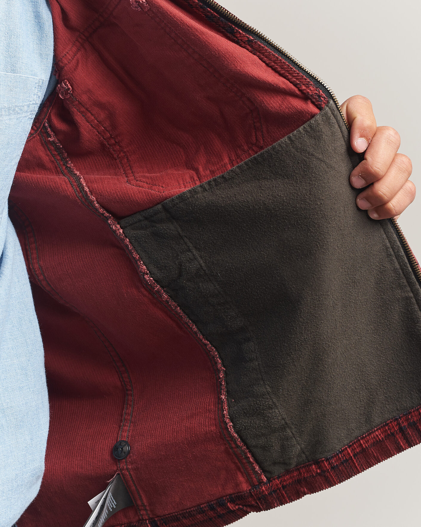 Men | Coats & Jackets | RRL | Corduroy Zip Shirt Jacket Red/Black