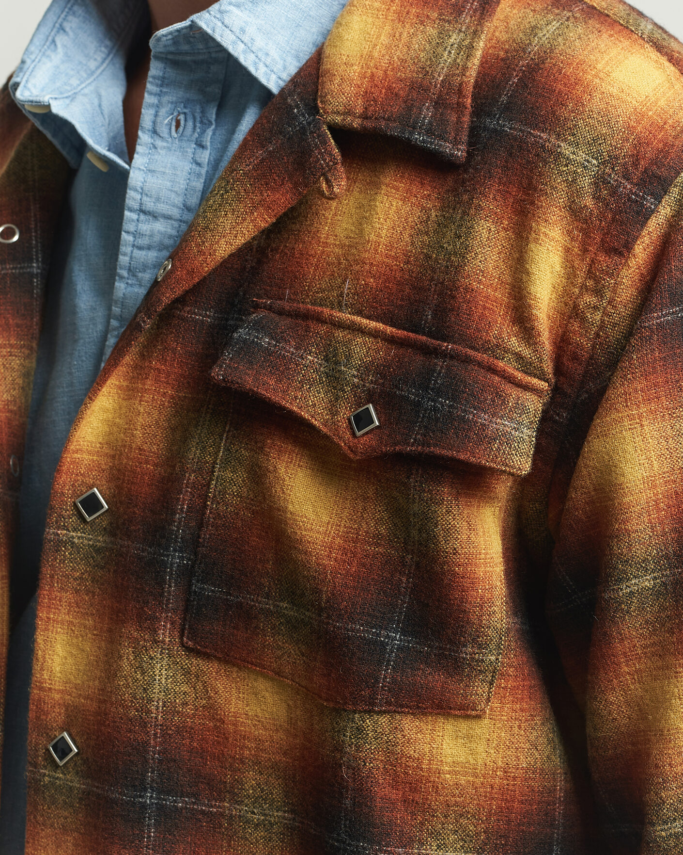Men | Shirts | RRL | Jesse Plaid Camp Shirt Orange/Yellow