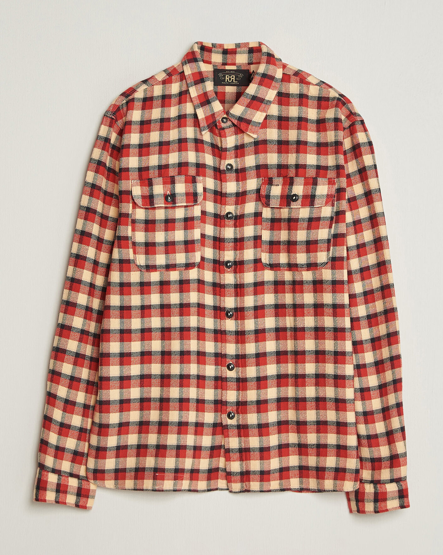 Men | Shirts | RRL | Plaid Flannel Shirt Red/Cream