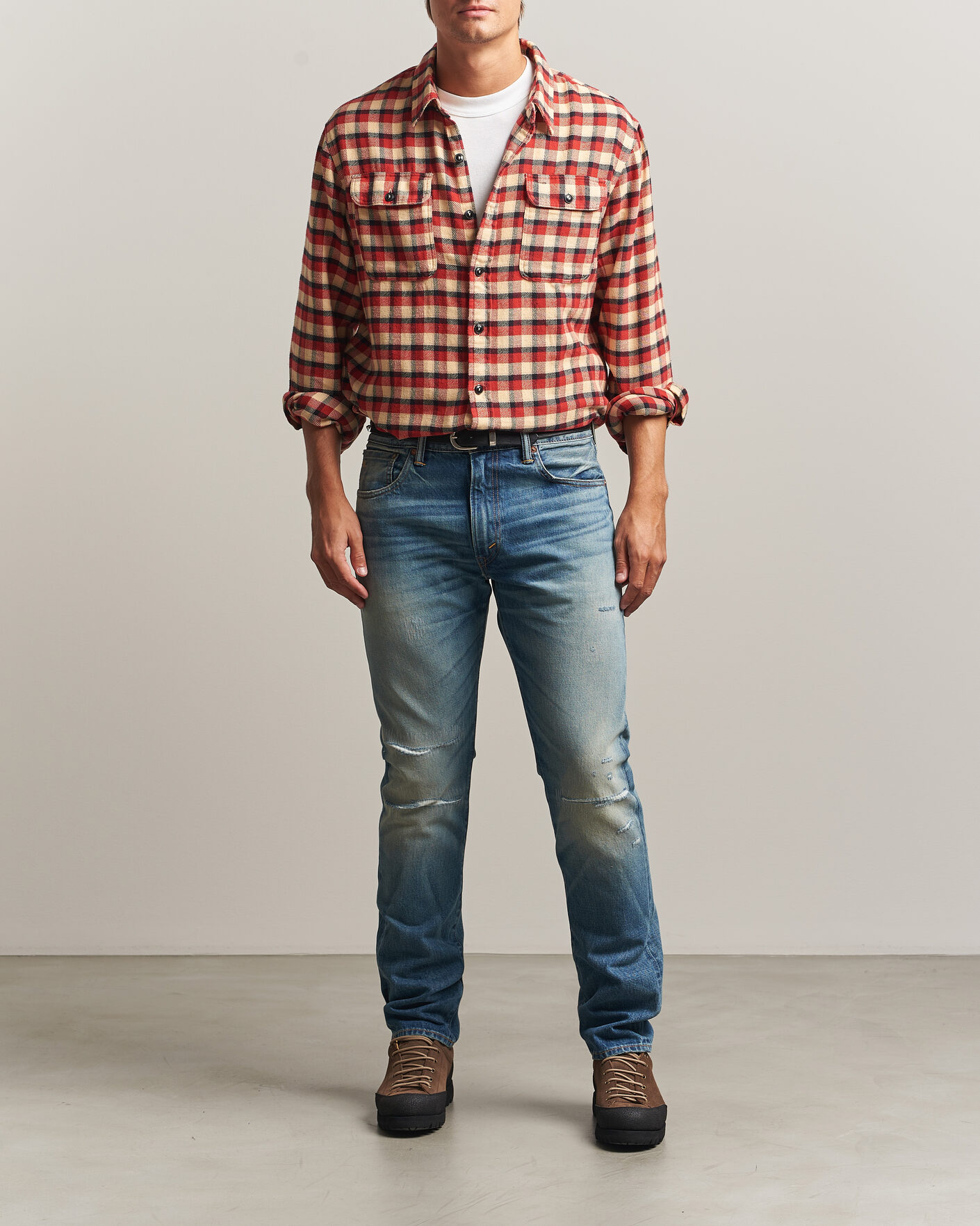 Men | Shirts | RRL | Plaid Flannel Shirt Red/Cream