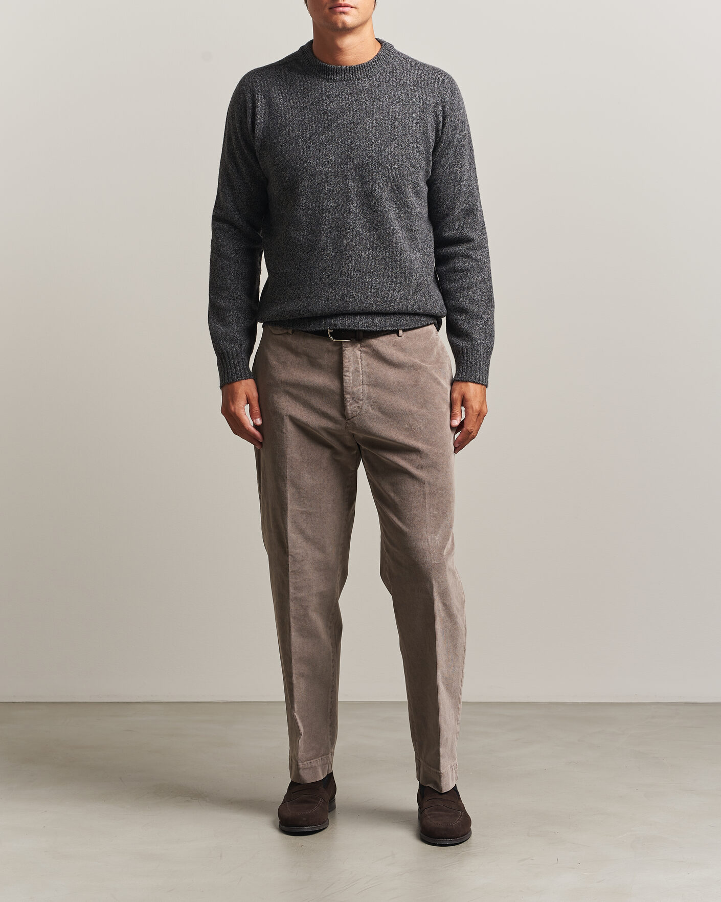 Men | Sweaters & Knitwear | Altea | Wool/Cashmere Crew Neck Pullover Charcoal Melange