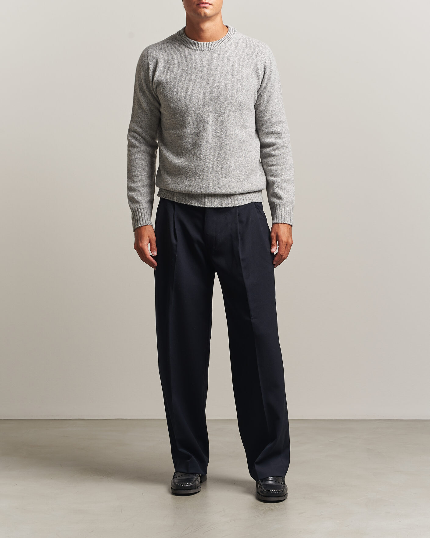 Men | Sweaters & Knitwear | Altea | Wool/Cashmere Crew Neck Pullover Light Grey