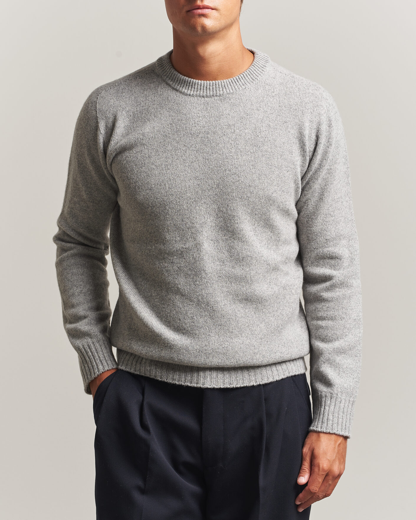 Men | Sweaters & Knitwear | Altea | Wool/Cashmere Crew Neck Pullover Light Grey