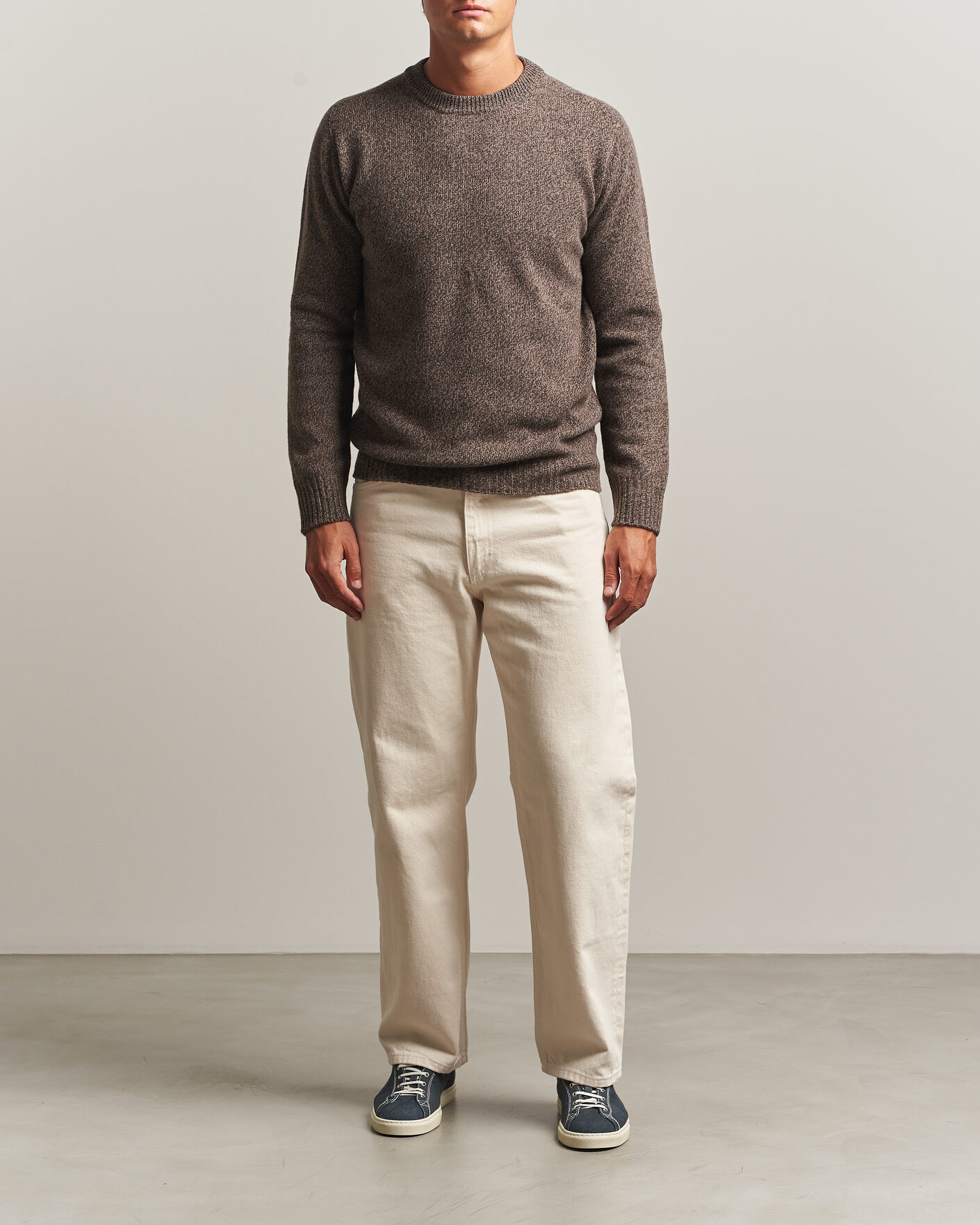 Men | Sweaters & Knitwear | Altea | Wool/Cashmere Crew Neck Pullover Brown Melange
