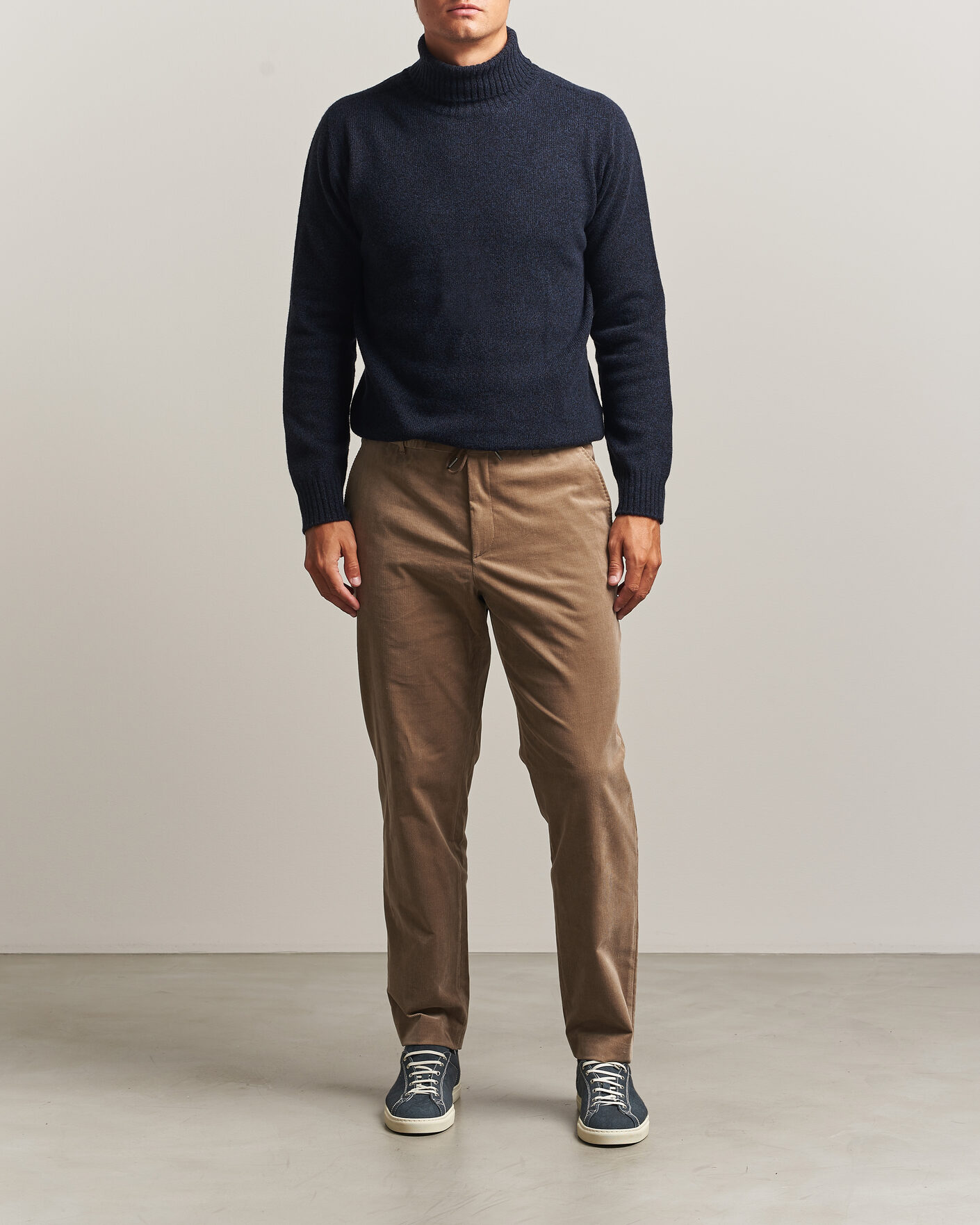 Men | Sweaters & Knitwear | Altea | Wool/Cashmere Rollneck Navy Melange