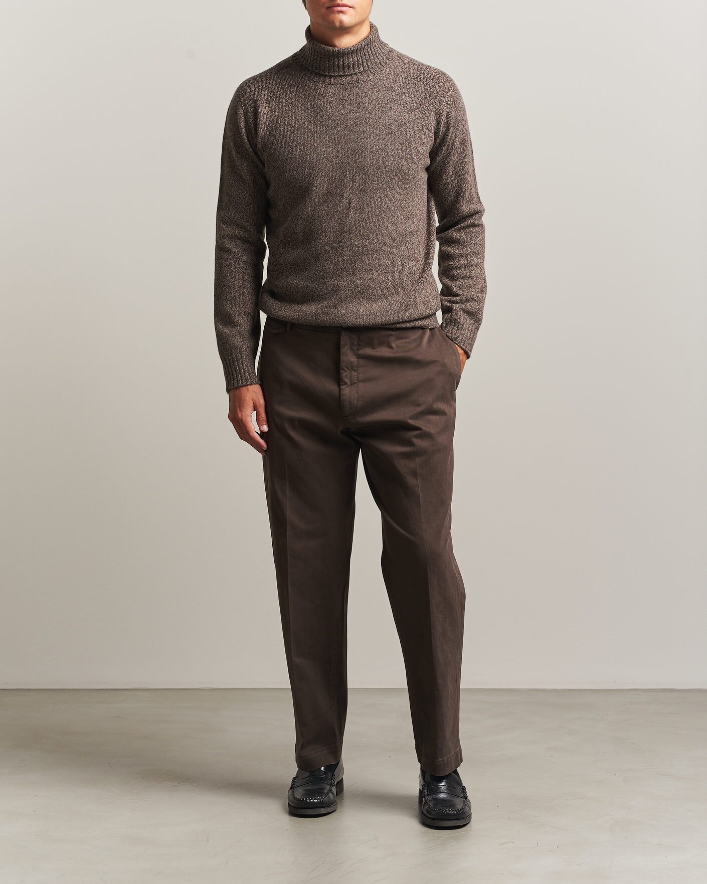 Men | Sweaters & Knitwear | Altea | Wool/Cashmere Rollneck Brown Melange