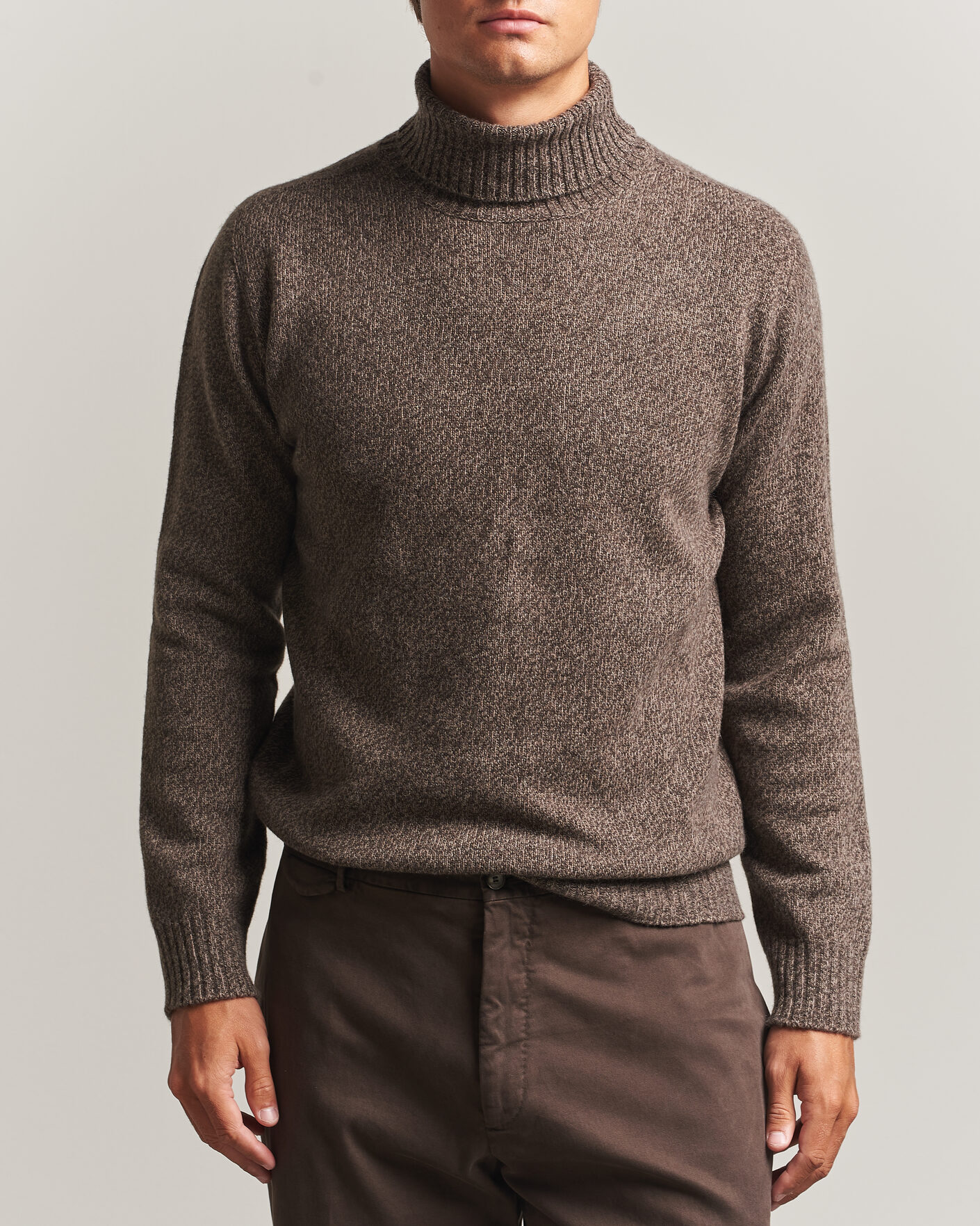 Men | Sweaters & Knitwear | Altea | Wool/Cashmere Rollneck Brown Melange