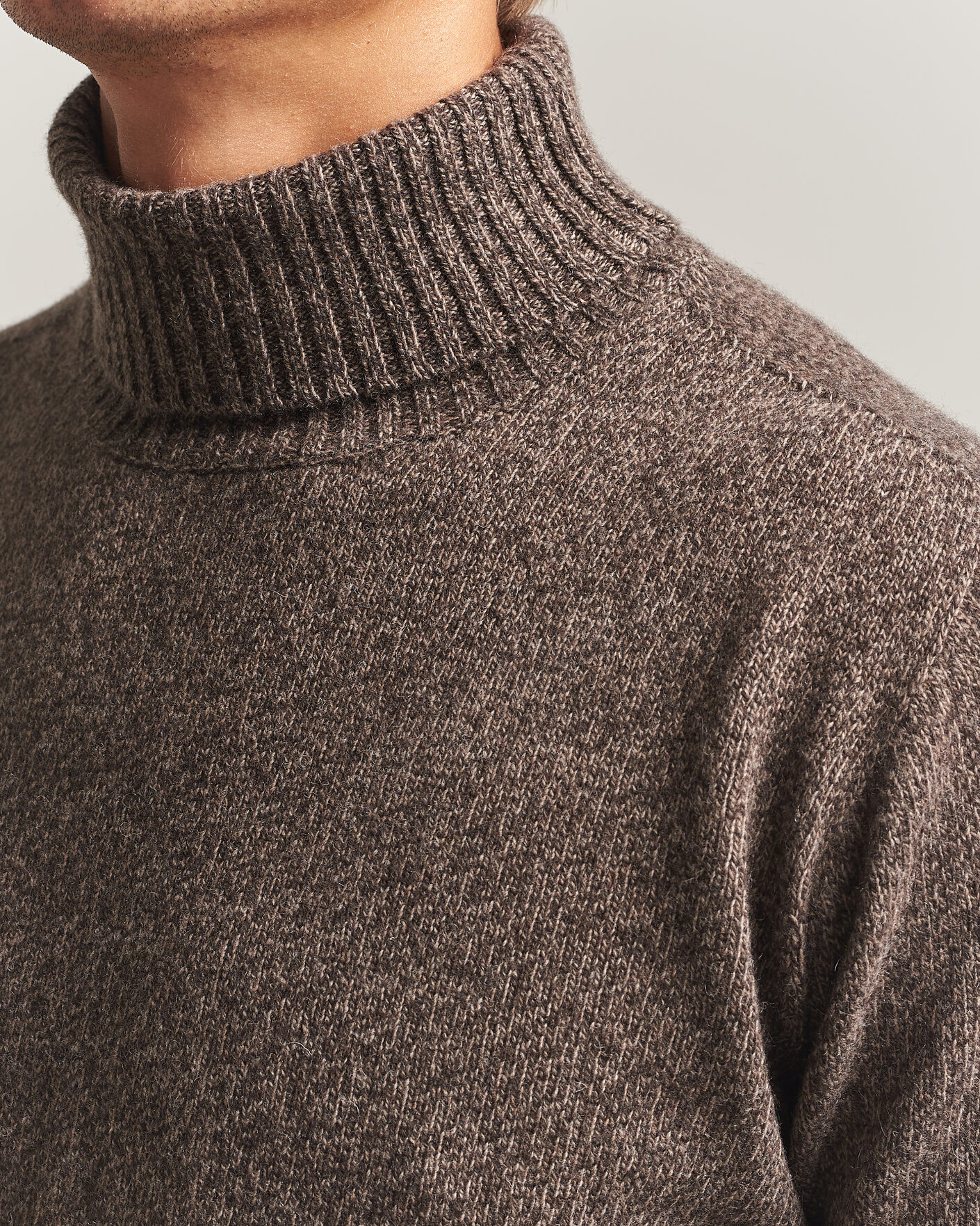 Men | Sweaters & Knitwear | Altea | Wool/Cashmere Rollneck Brown Melange