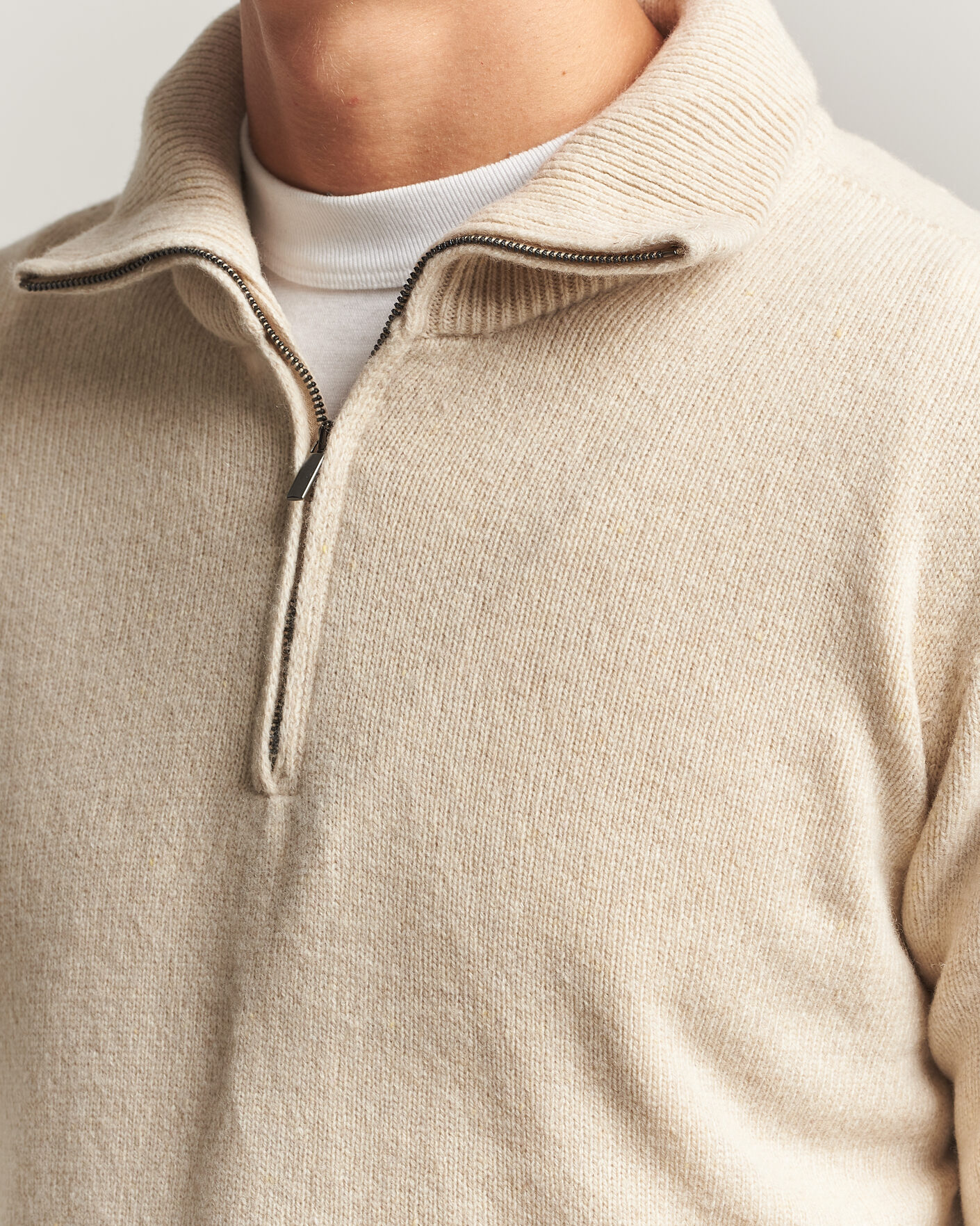 Men | Sweaters & Knitwear | Altea | Wool/Cashmere Half Zip Beige