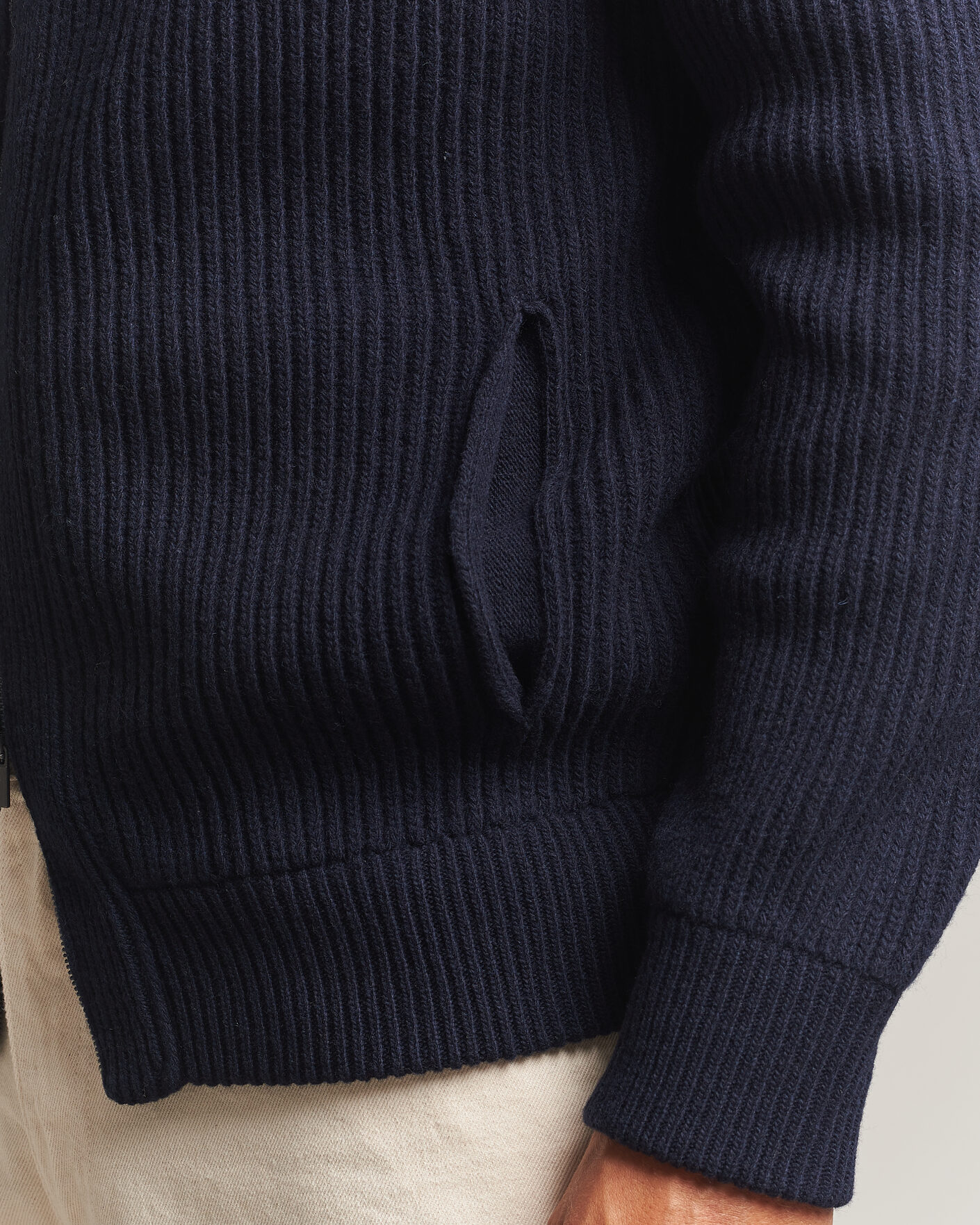 Men | Sweaters & Knitwear | Altea | Rib Wool Bomber Cardigan Navy