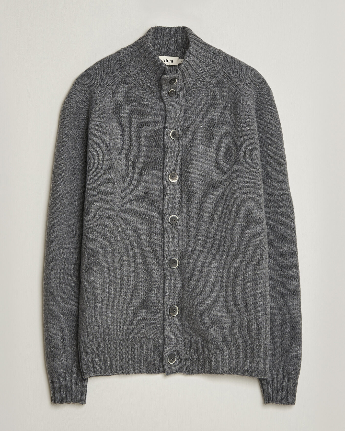 Men | Sweaters & Knitwear | Altea | Raglan Sleeve Buttoned Cardigan Grey Melange