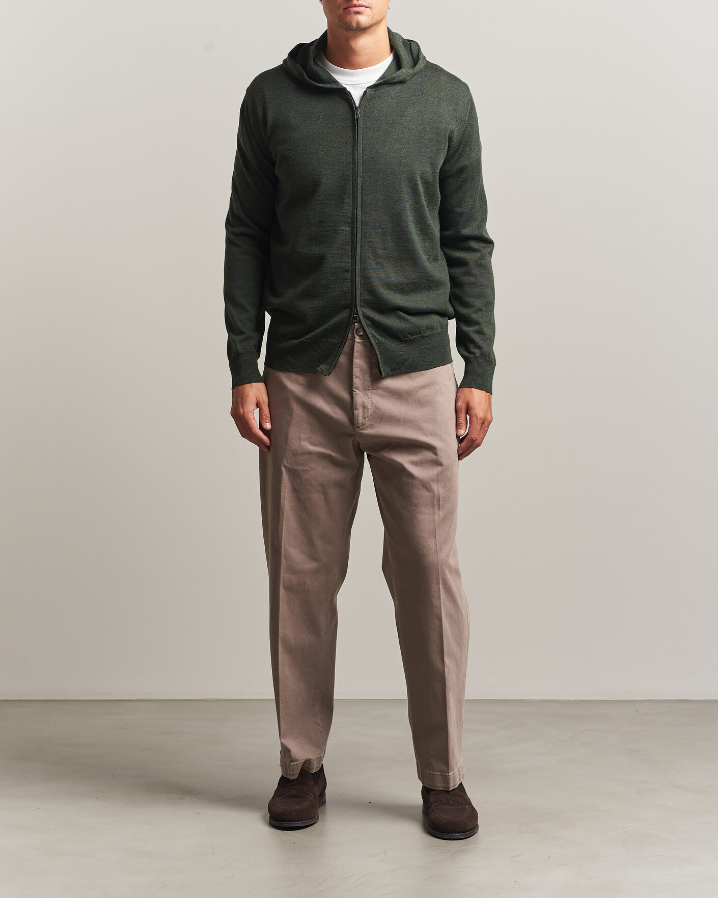 Men | Sweaters & Knitwear | Altea | Merino Wool Cardigan Dark Military