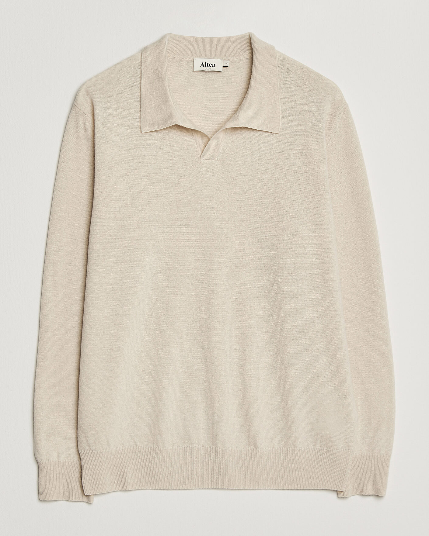 Men | Sweaters & Knitwear | Altea | Long Sleeve Knitted Polo Beige