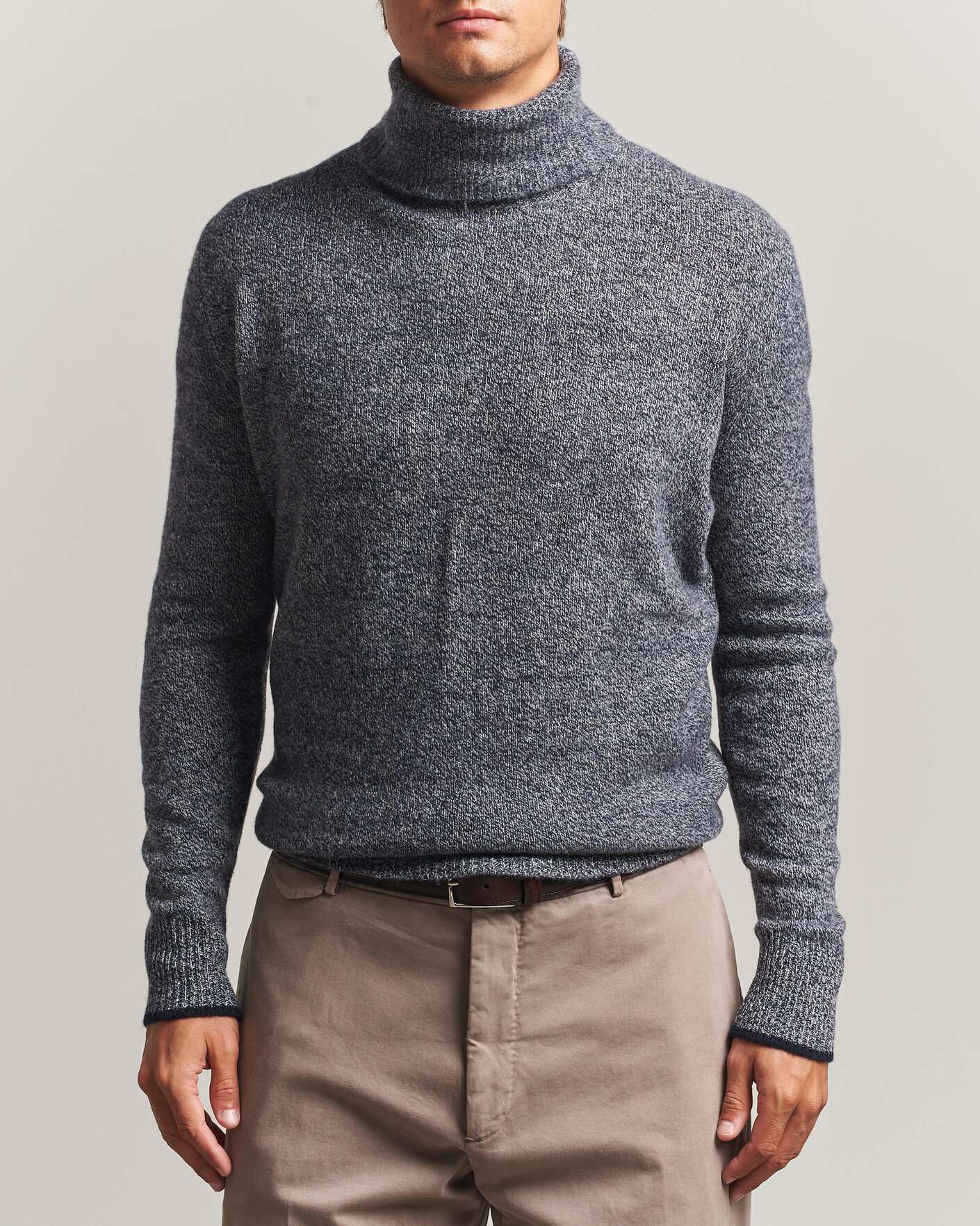 Men | Sweaters & Knitwear | Altea | Cloud Cashmere Blend Rollneck Navy Melange