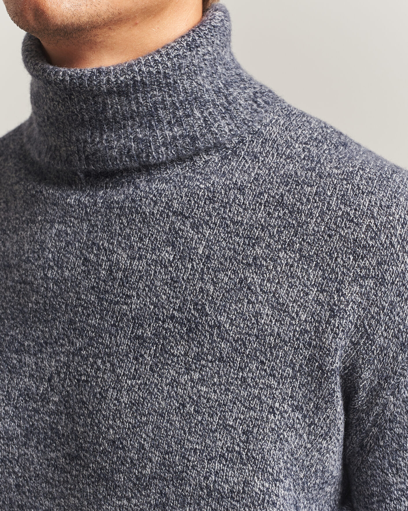 Men | Sweaters & Knitwear | Altea | Cloud Cashmere Blend Rollneck Navy Melange