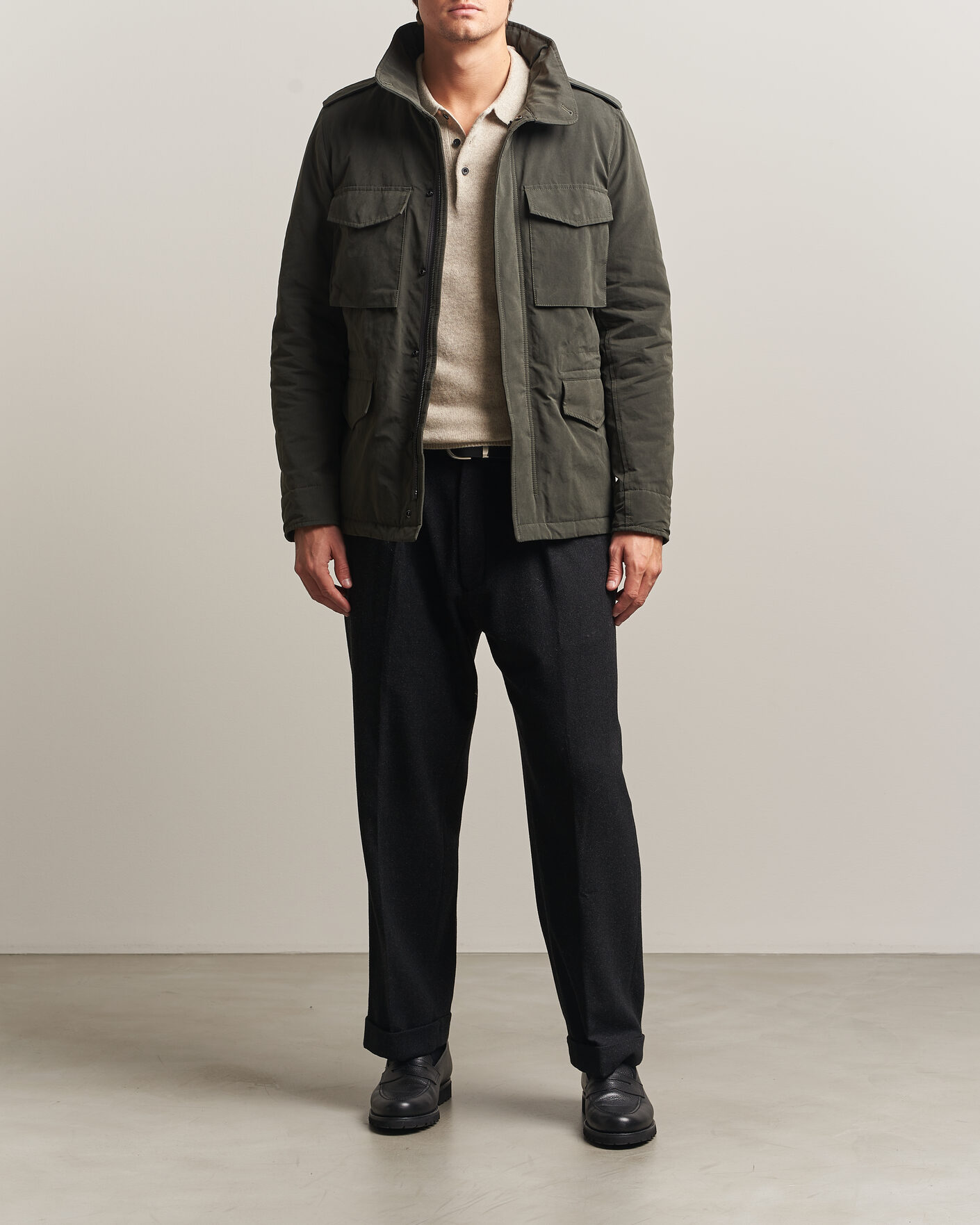 Men | Coats & Jackets | Aspesi | Lined Cotton Field Jacket Grey