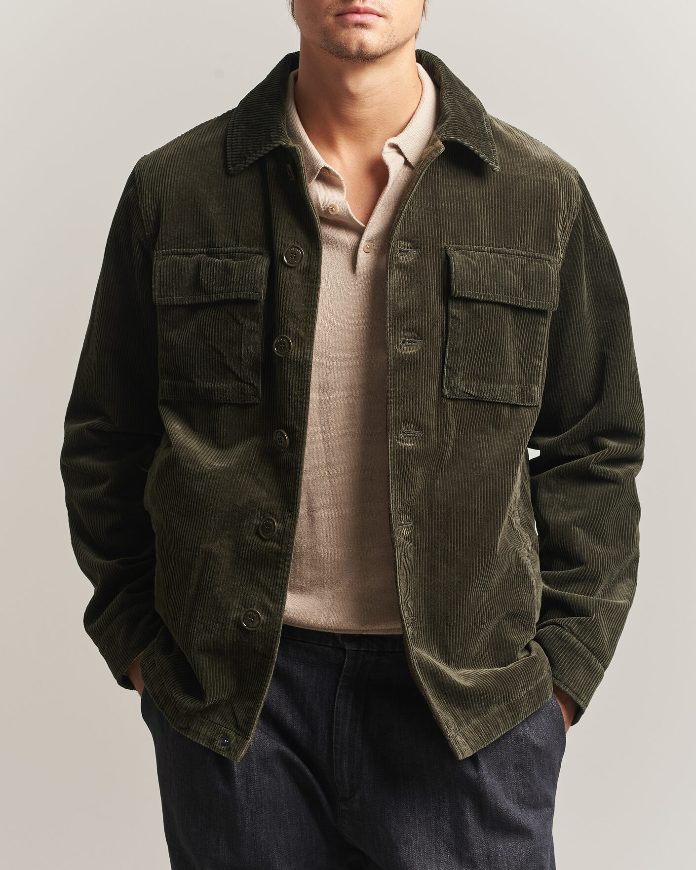 Men | Coats & Jackets | Aspesi | Tigre Corduroy Shirt Jacket Military